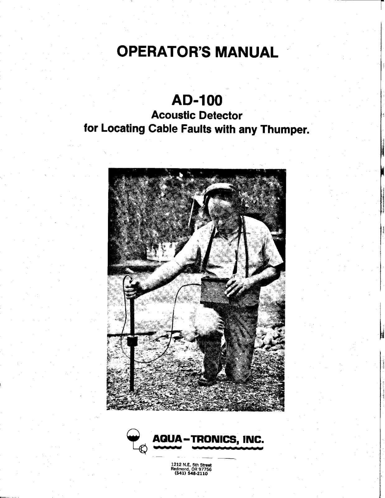 Aqua-Tronics ACOUSTIC DETECTOR AD-100 User Manual