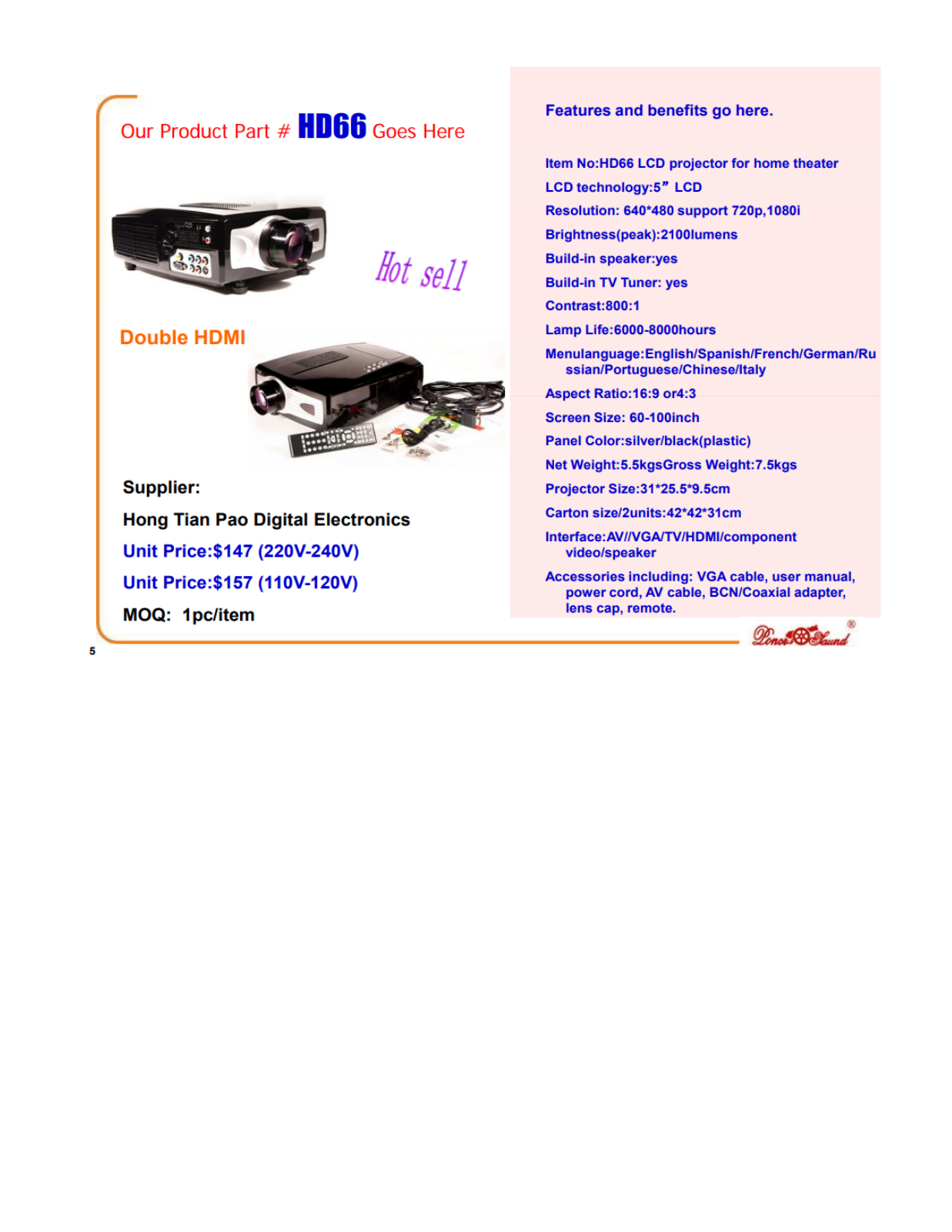 HTP HD66 Product Sheet