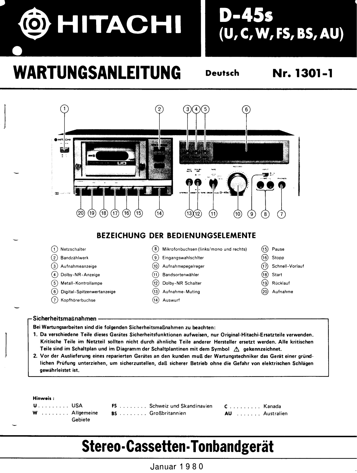 Hitachi D-45-S Service Manual