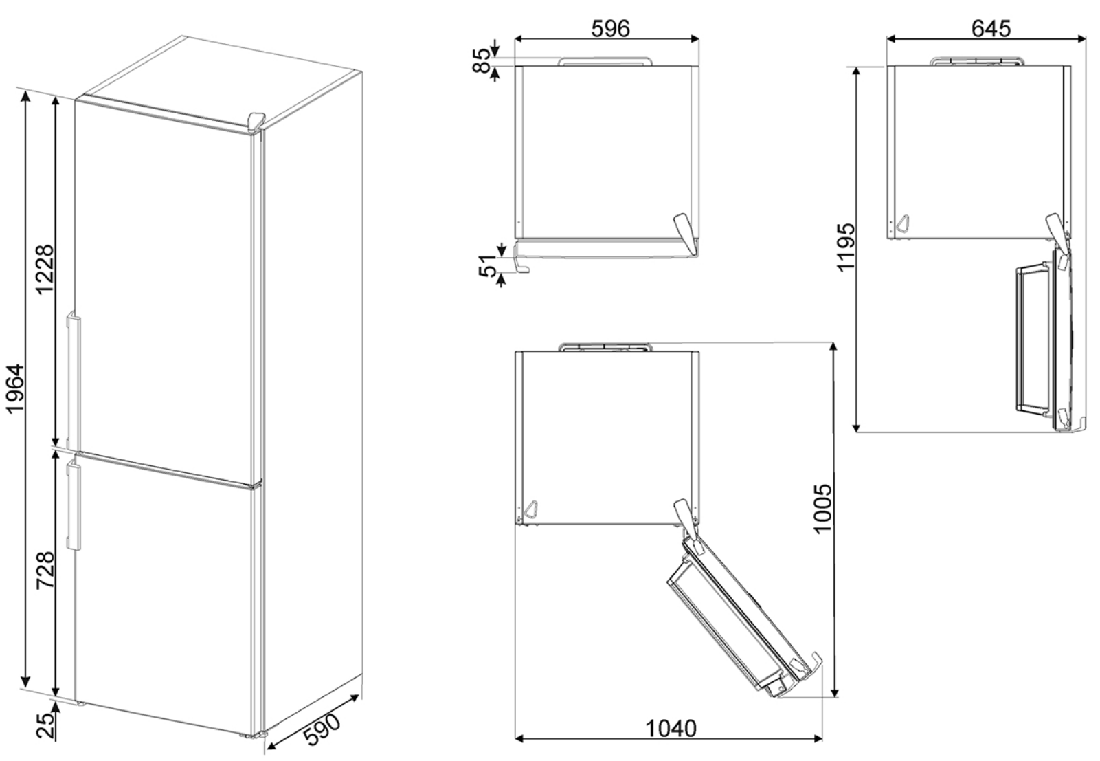 Smeg FC200UXE Technical Drawing