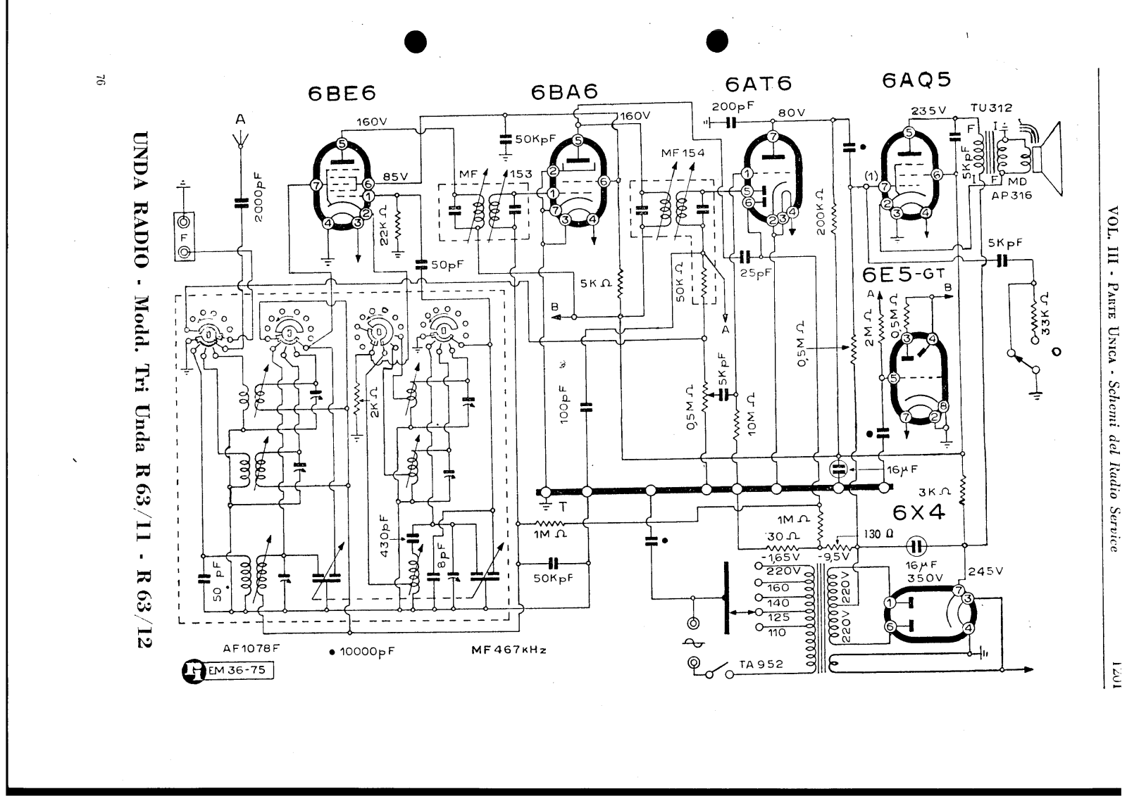 Unda Radio 63 11, 63 12 schematic