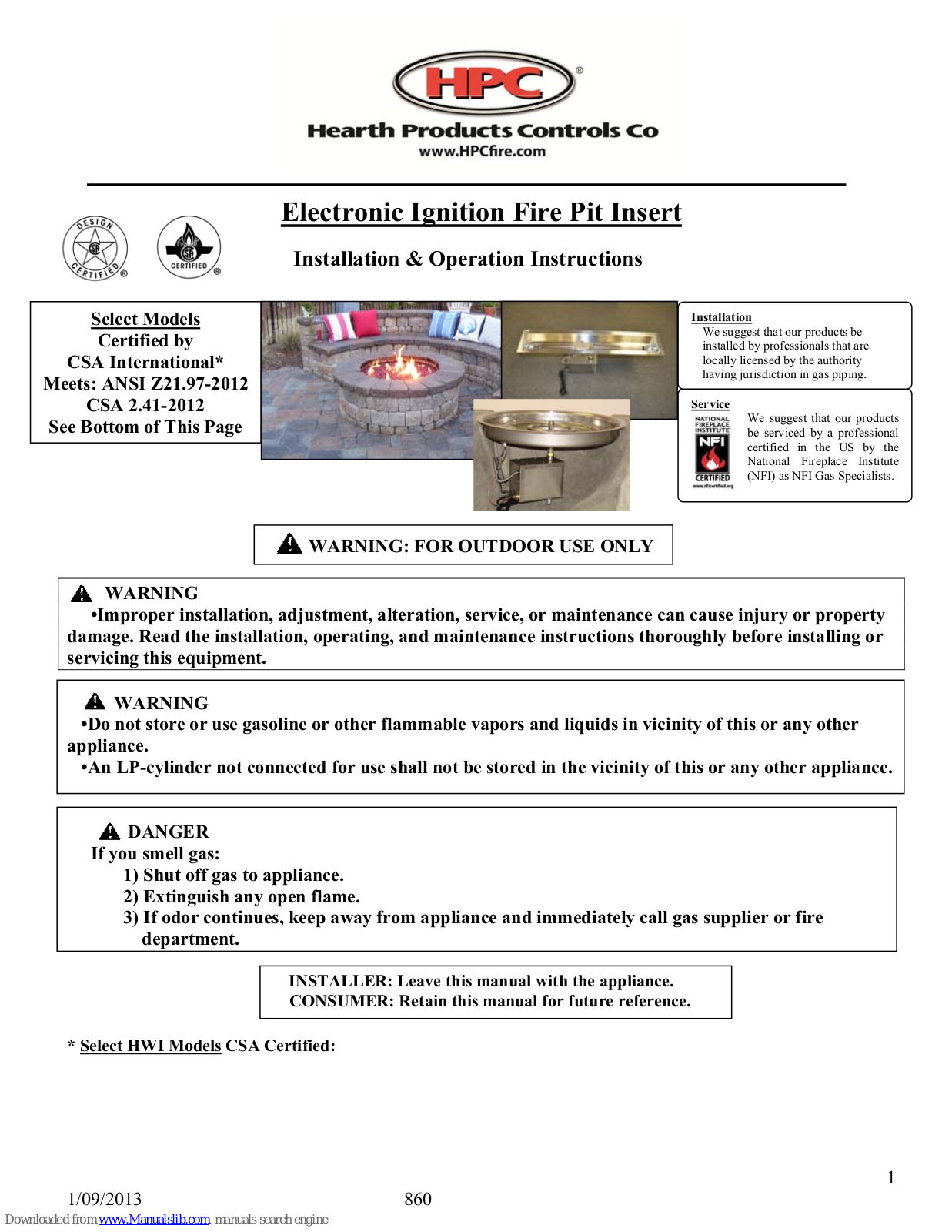 HPC 36SS75HWI-TRGH, 72SS150HWI-TRGH, 48SS100HWI-TRGH, 60SS125HWI-TRGH, 96SS200HWI-TRGH Installation & Operation Instructions