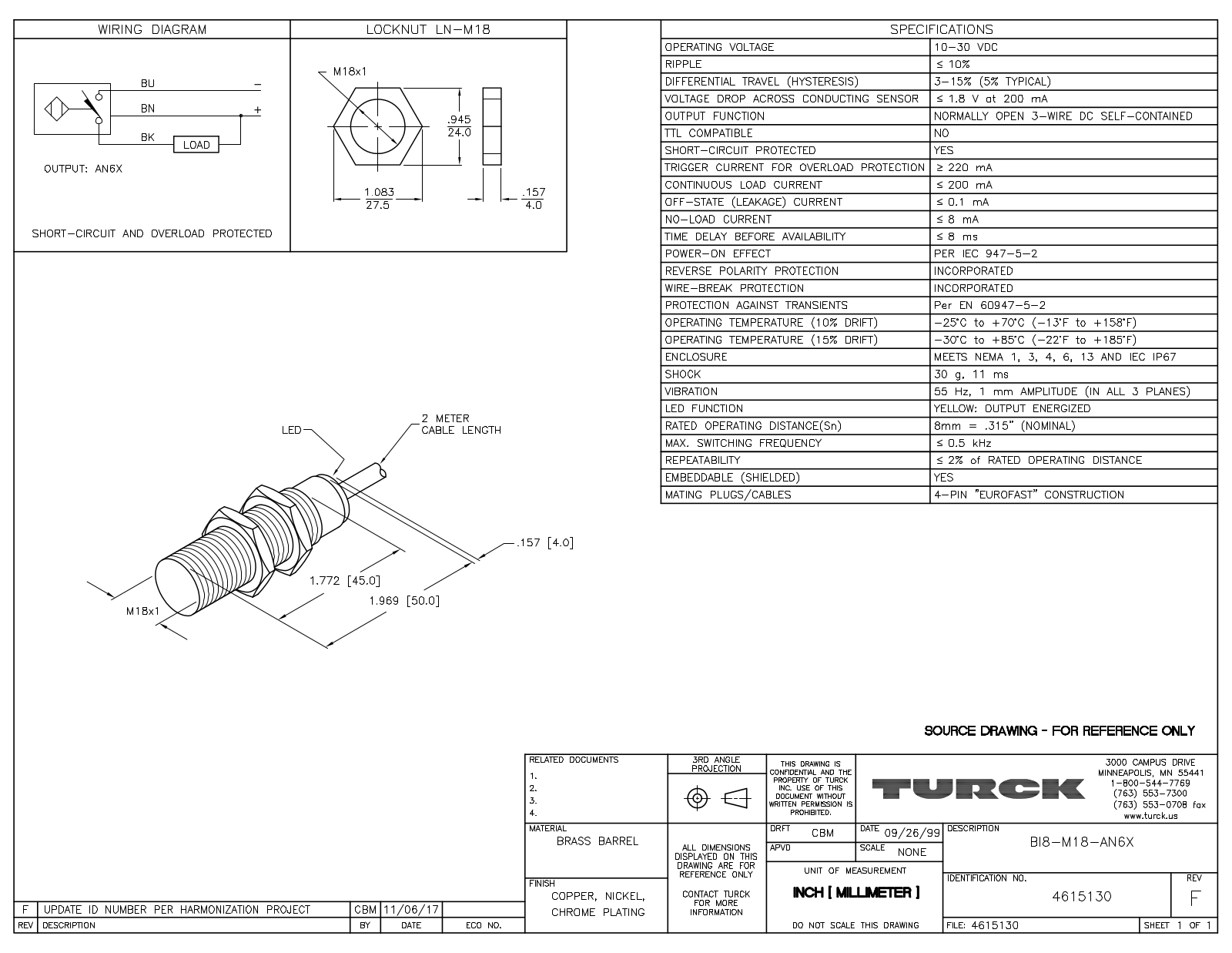 Turck BI8-M18-AN6X Data Sheet