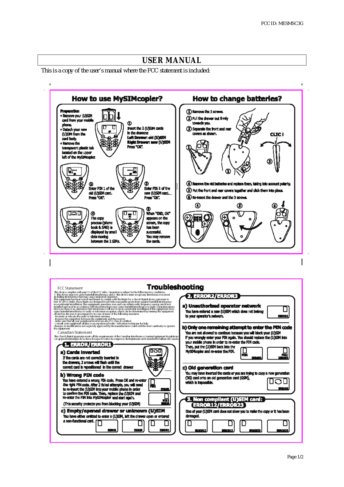 Gemalto MSC3G User Manual