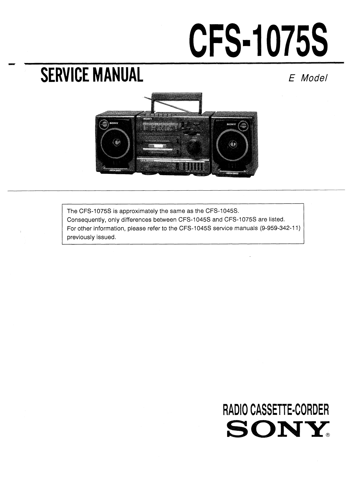 Sony CFS-1075-S Service manual