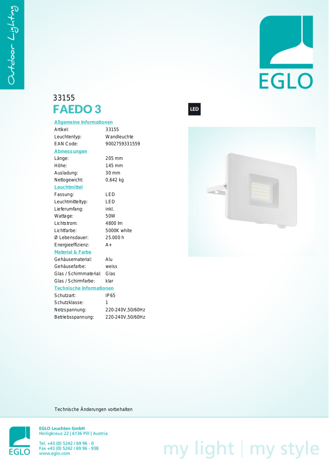 Eglo 33155 Service Manual