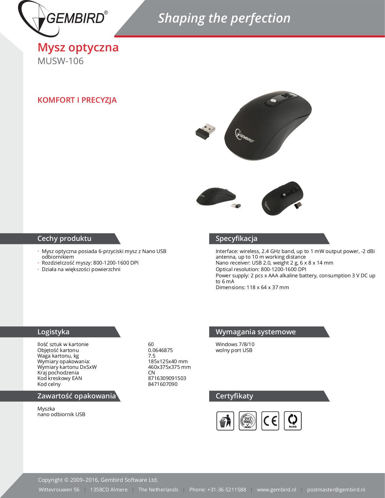 Gembird MUS-W-106 User Manual