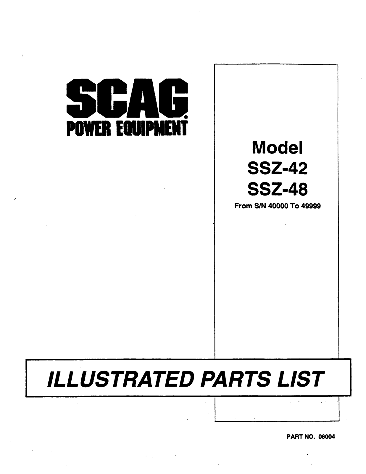 Scag SSZ-48, SSZ42 User Manual