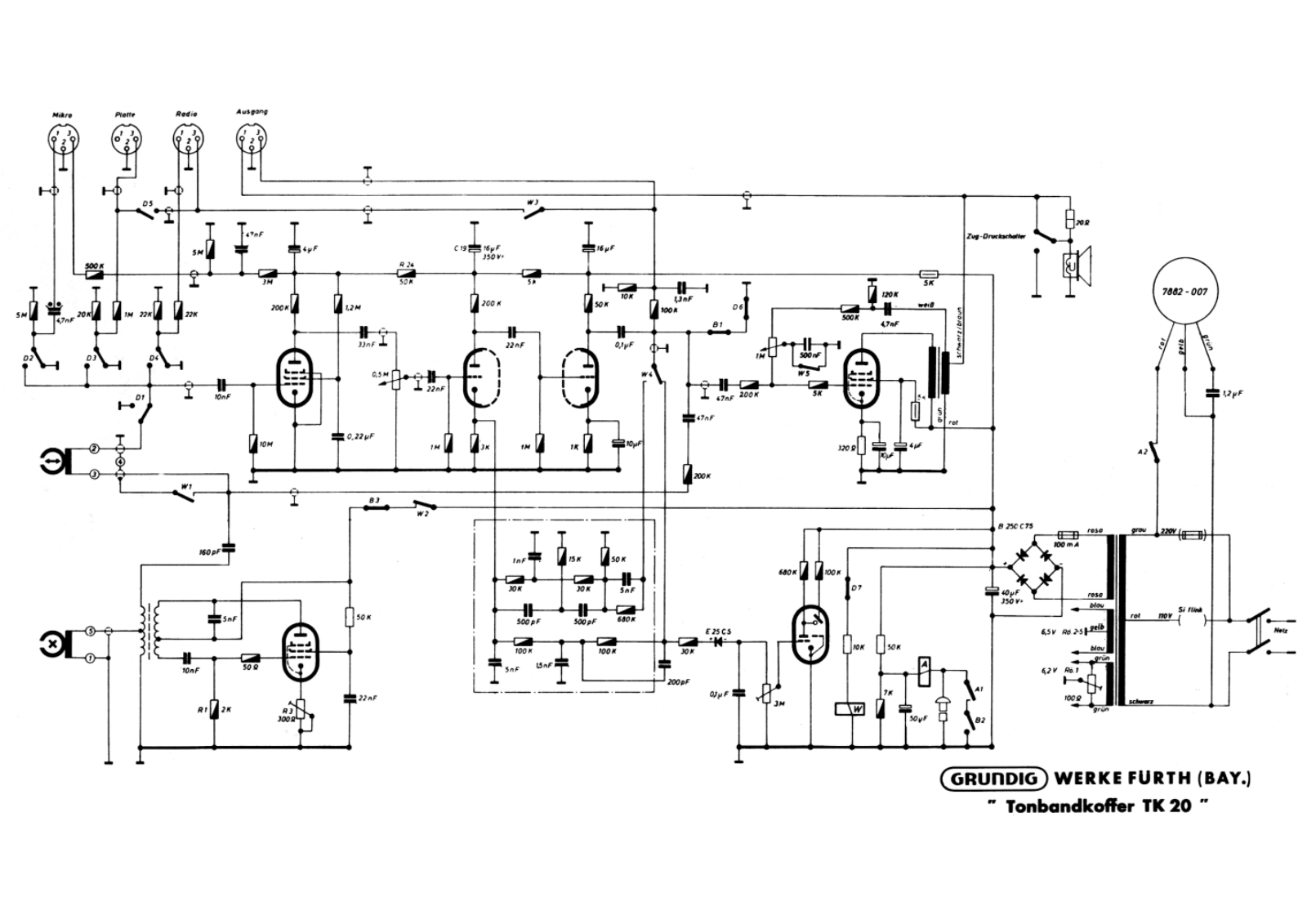 Grundig TK-20 Schematic