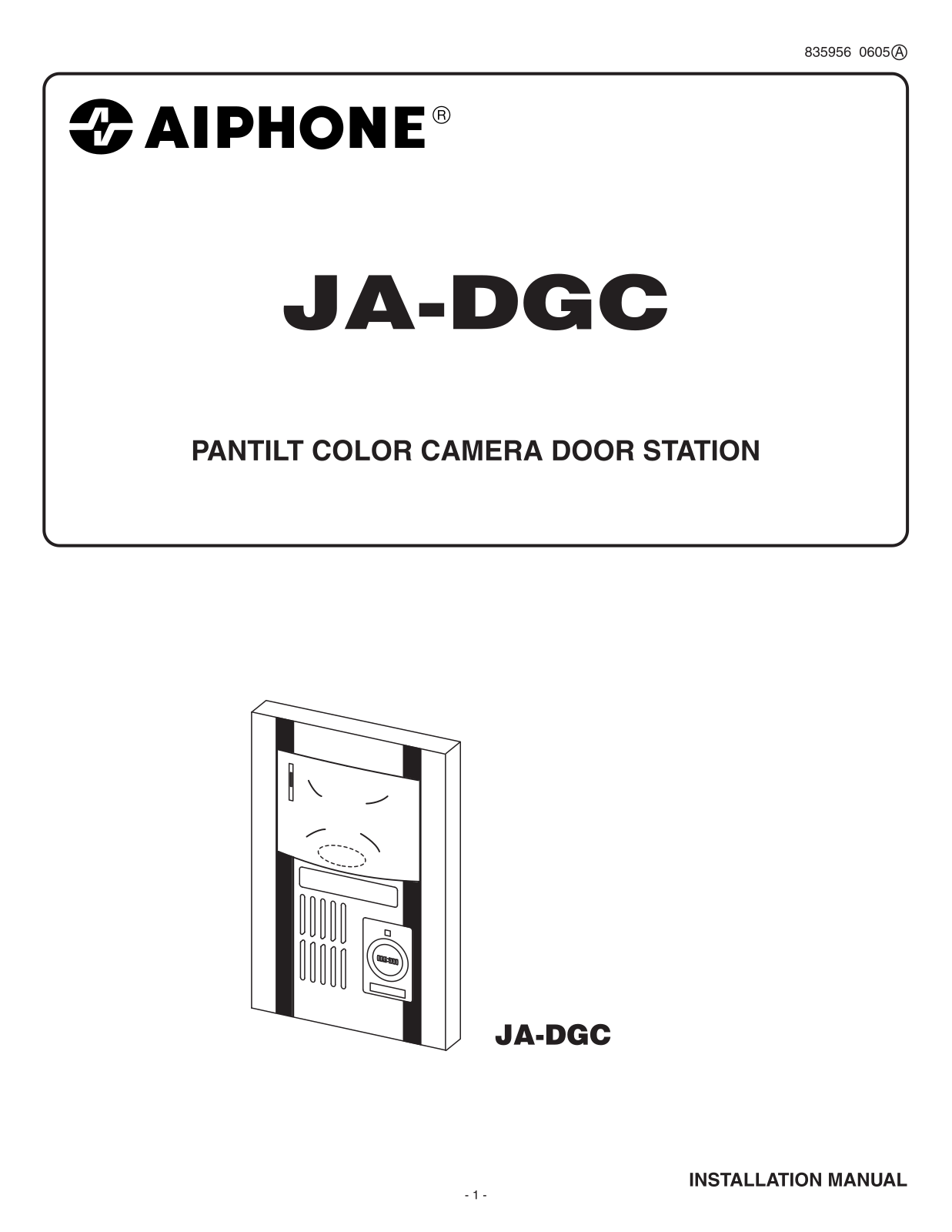 Aiphone JA-DGC INSTALLATION MANUAL