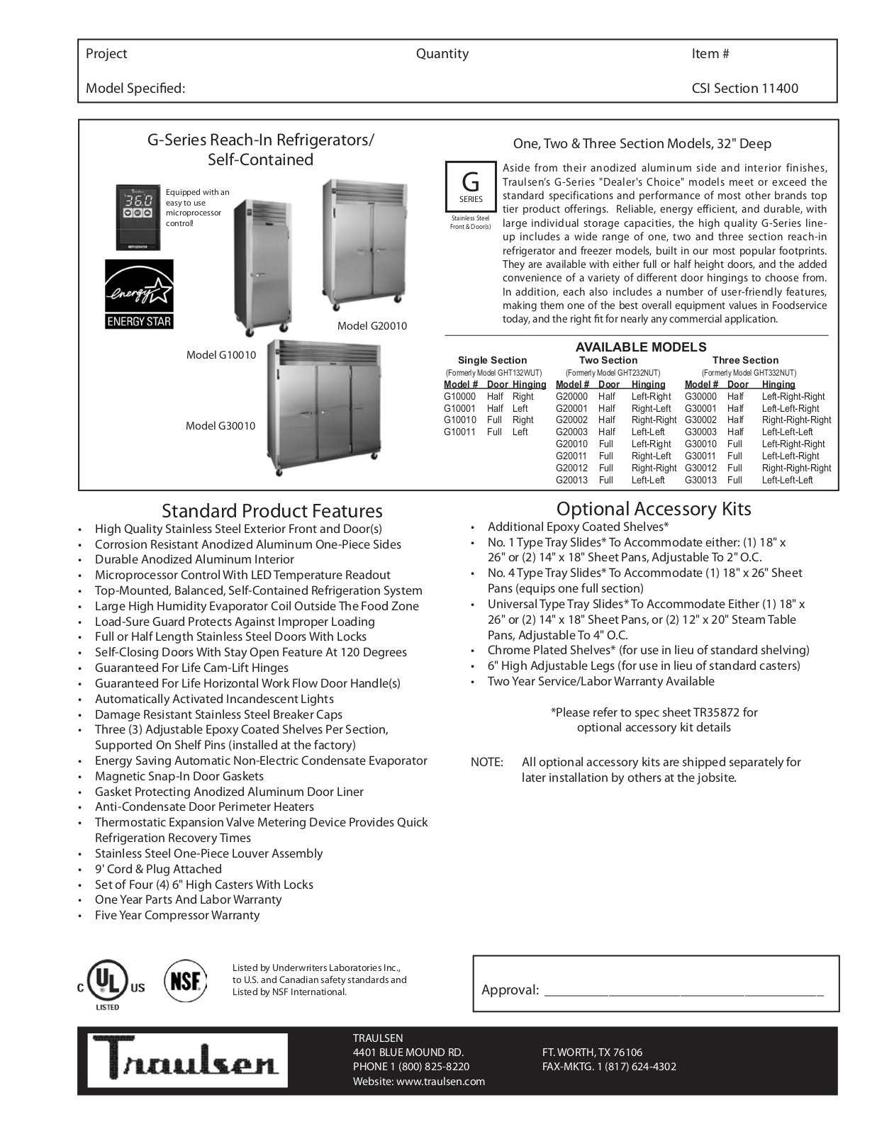 Traulsen G10000, G20000, G30000, G10001, G20001 General Manual