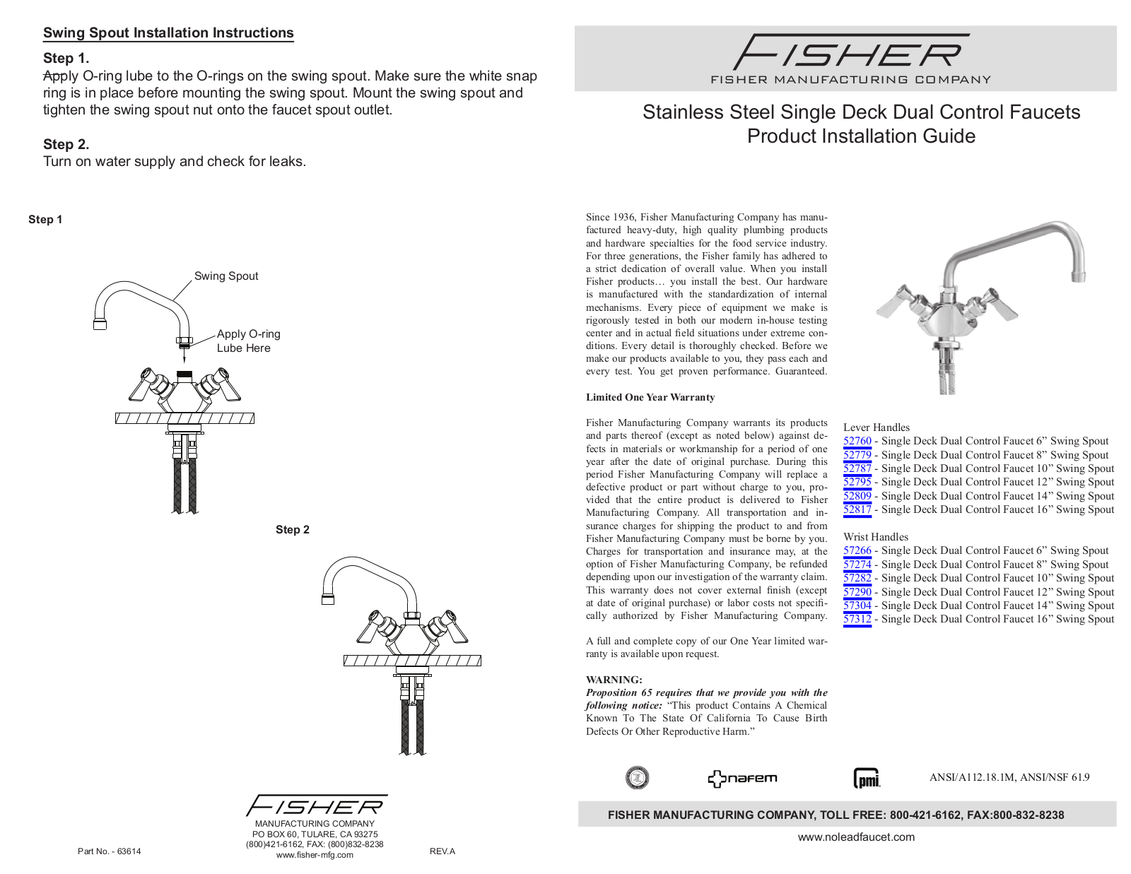 Fisher 57266 Parts Manual