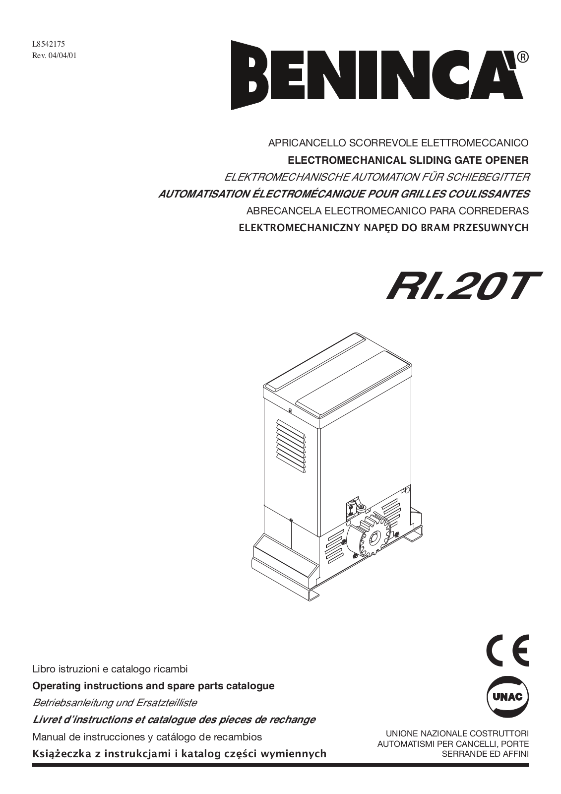 Beninca RI 20T User Manual