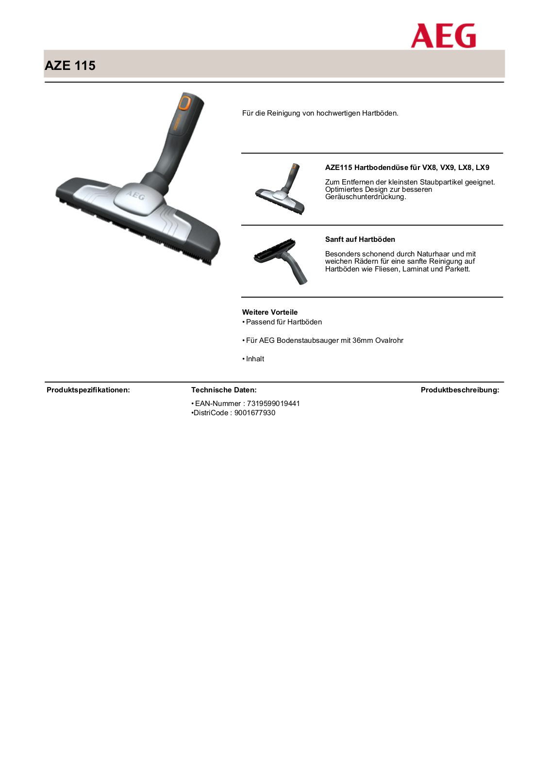 AEG AZE115 USER MANUAL