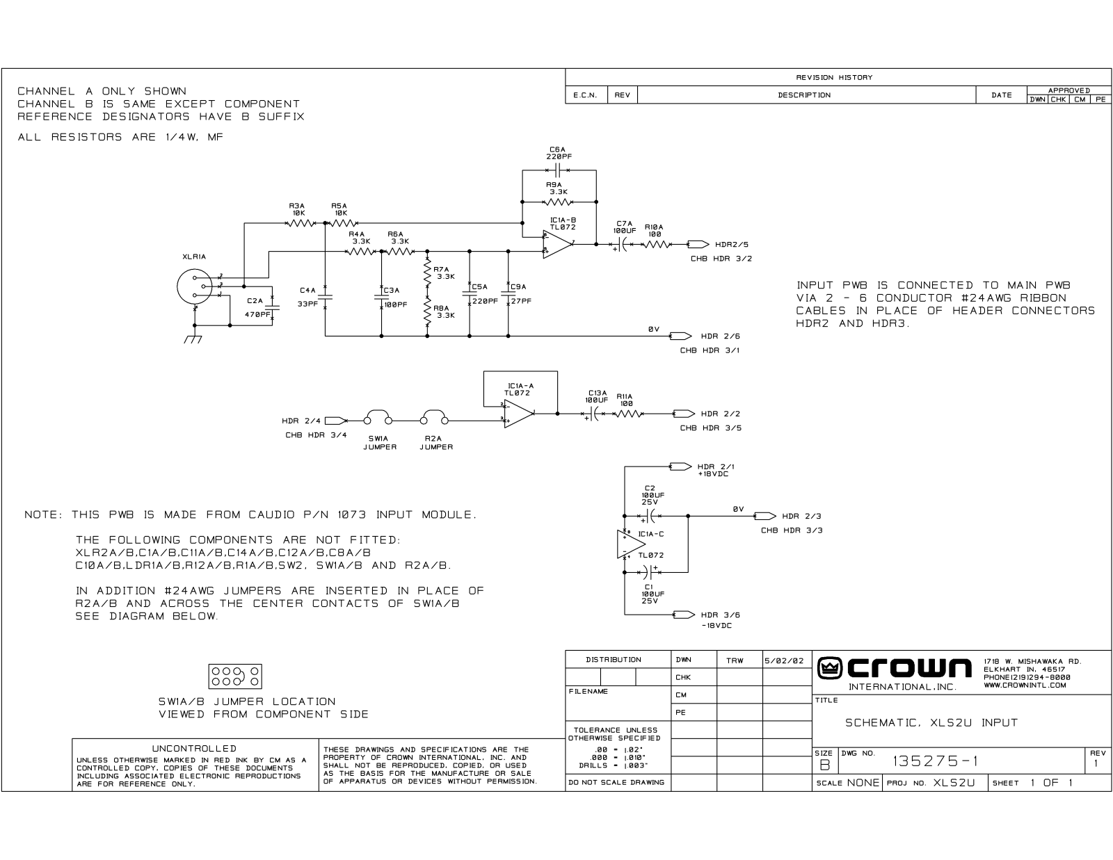 Crown 135275-1-XLS2U-input Schematic
