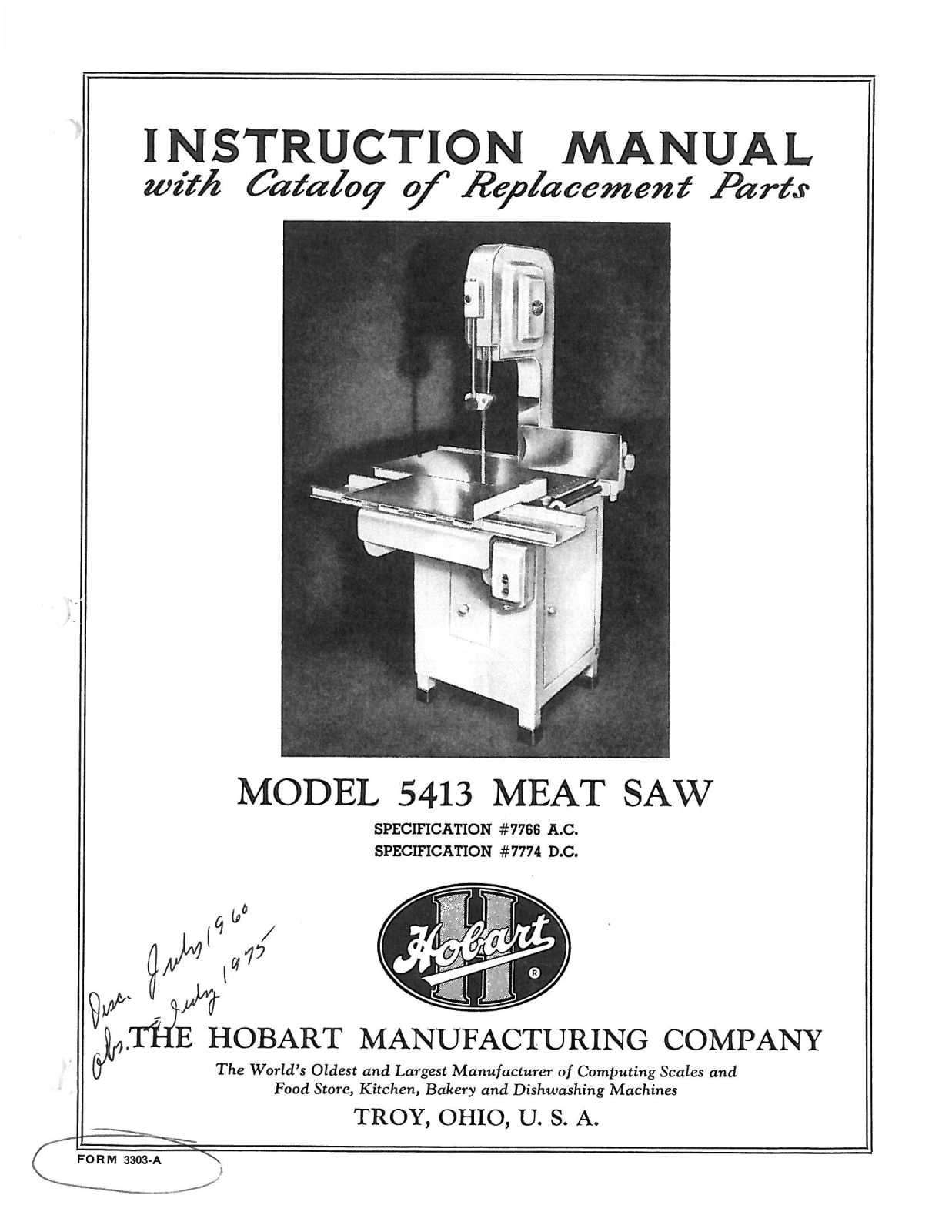 Hobart 5413 Installation Manual