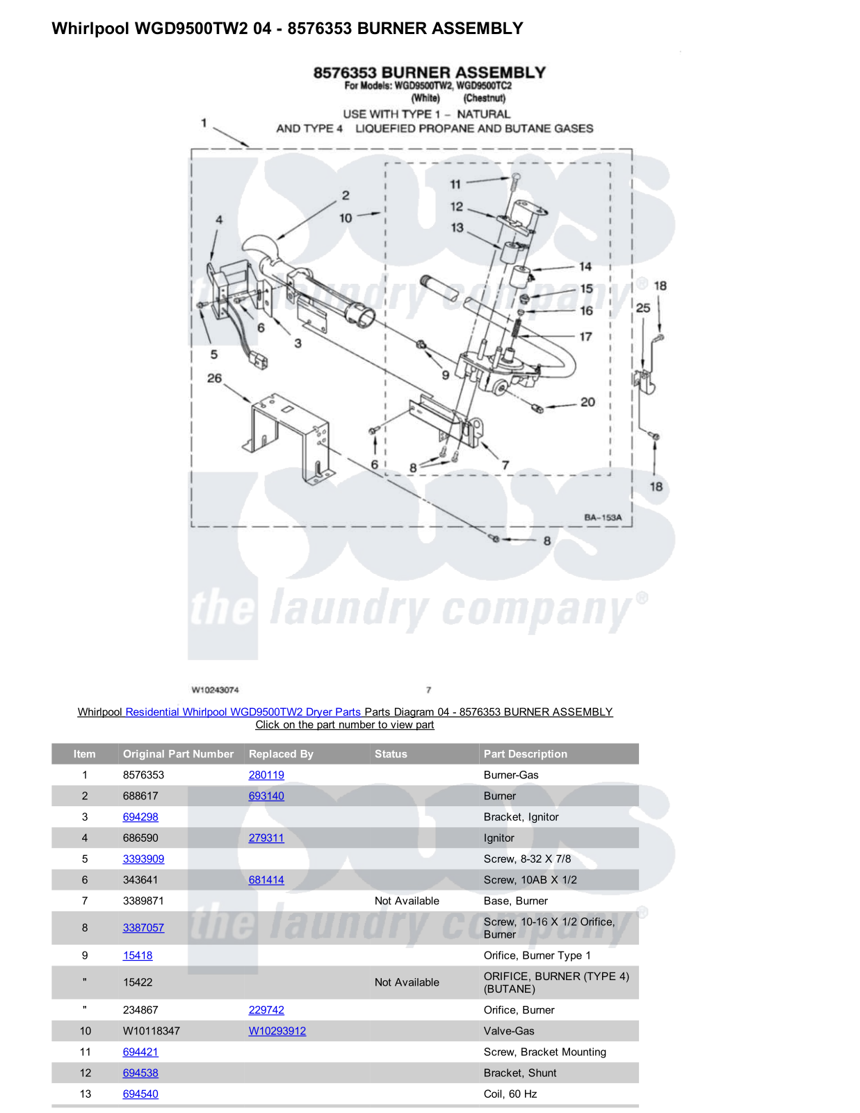 Whirlpool WGD9500TW2 Parts Diagram