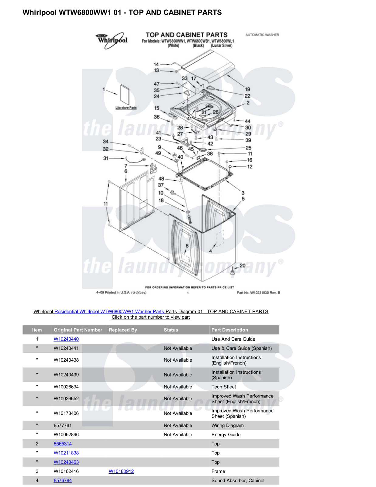 Whirlpool WTW6800WW1 Parts Diagram