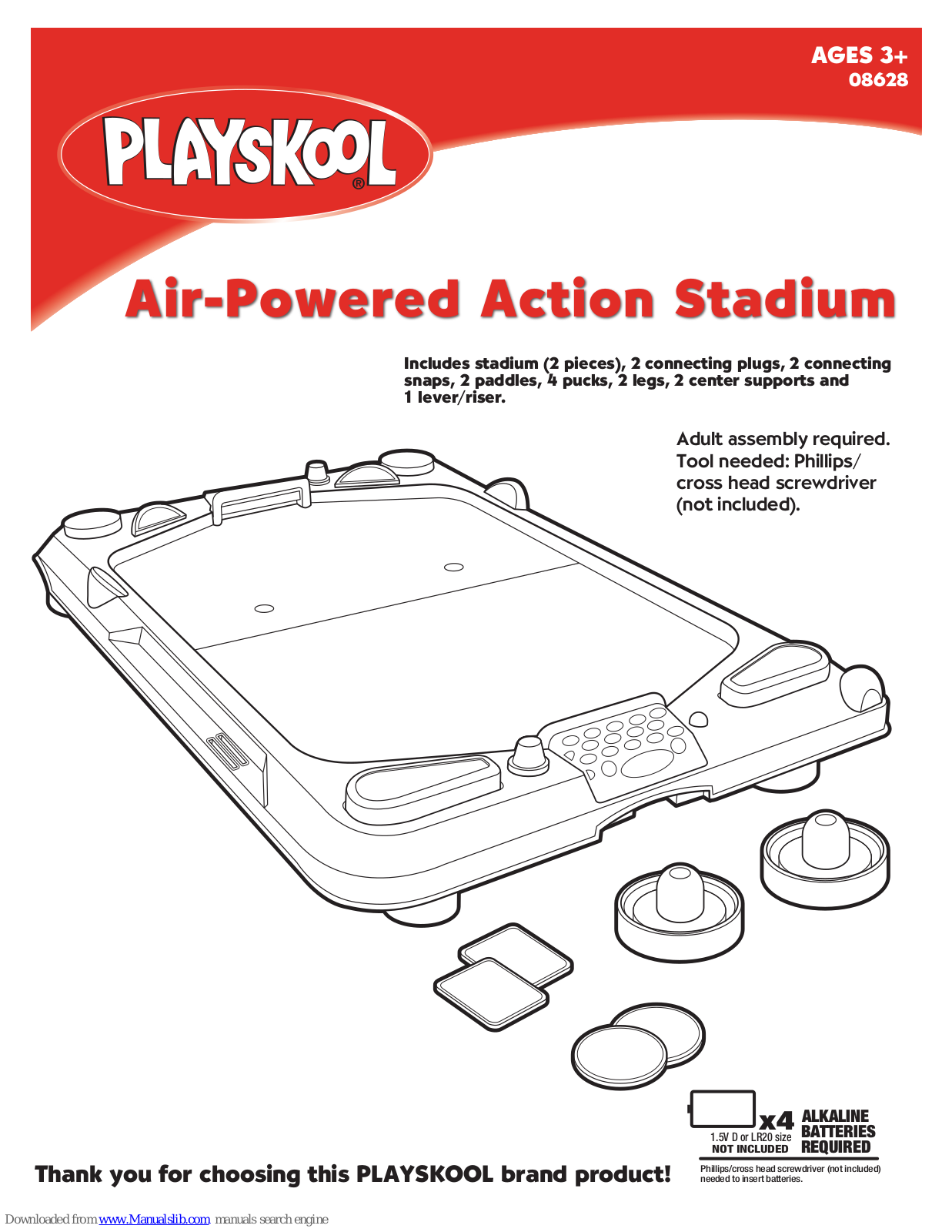 Playskool Air-Powered Action Stadium 08628, 8628 Instructions Manual