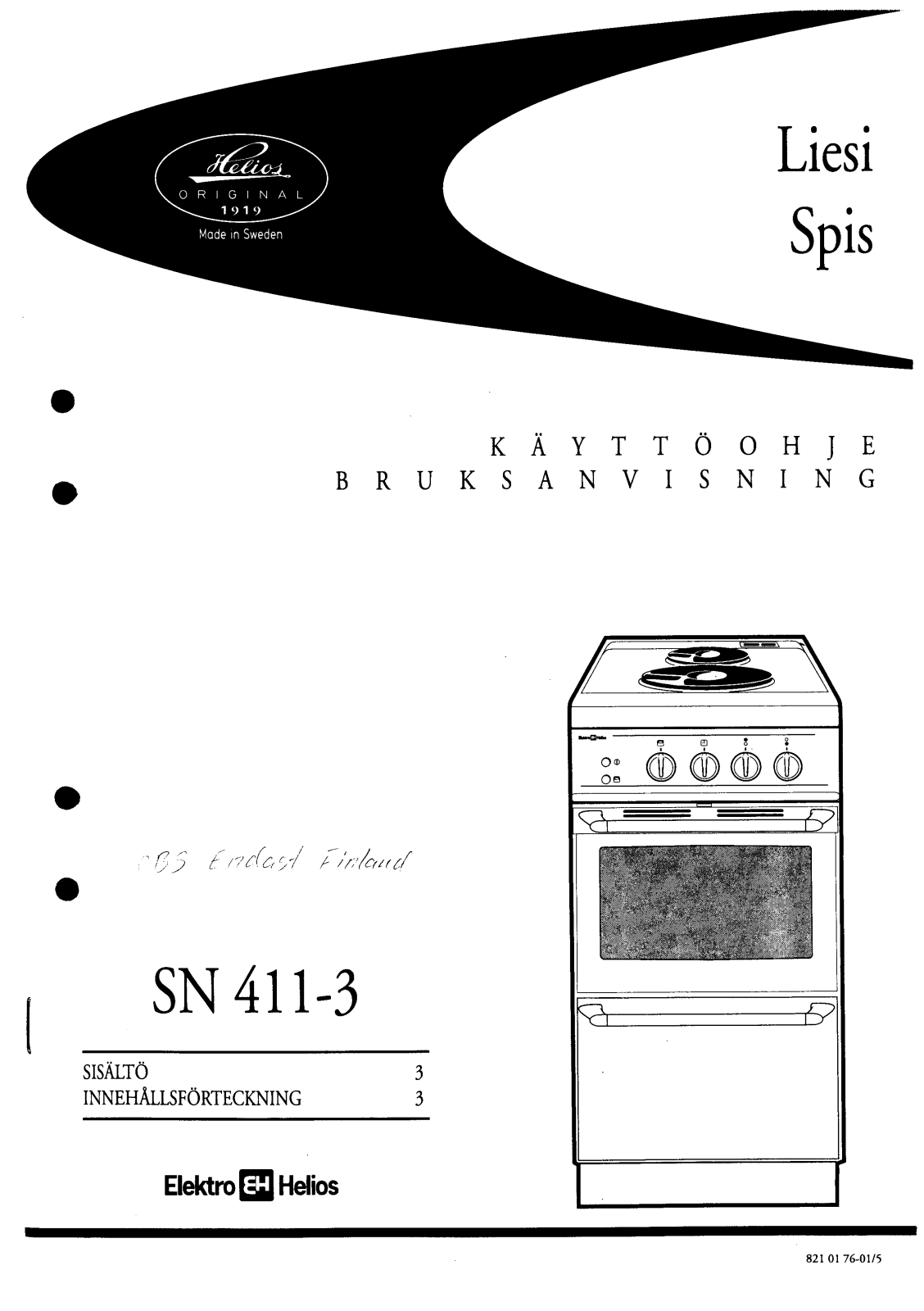 Elektro helios SN411-3 User Manual