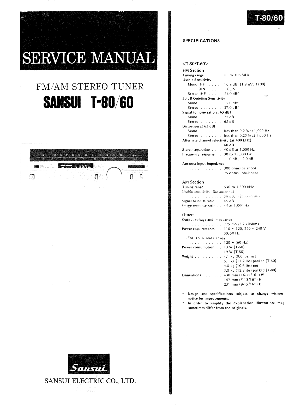 Sansui T-60, T-80 Schematic