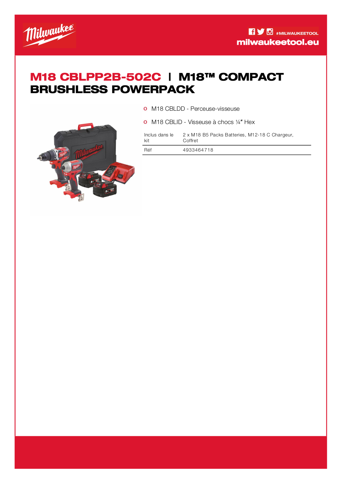 Milwaukee 4933464718, M18 CBLPP2B-502C Specification - ManualMachine.com