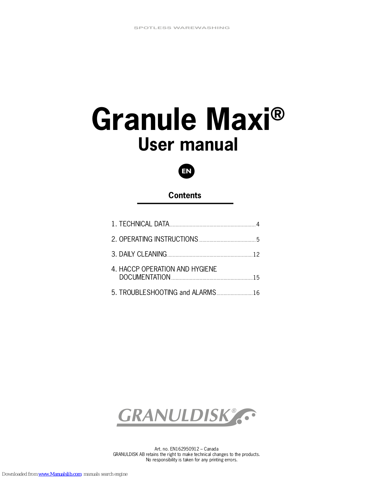 GRANULDISK Granule Maxi User Manual - ManualMachine.com