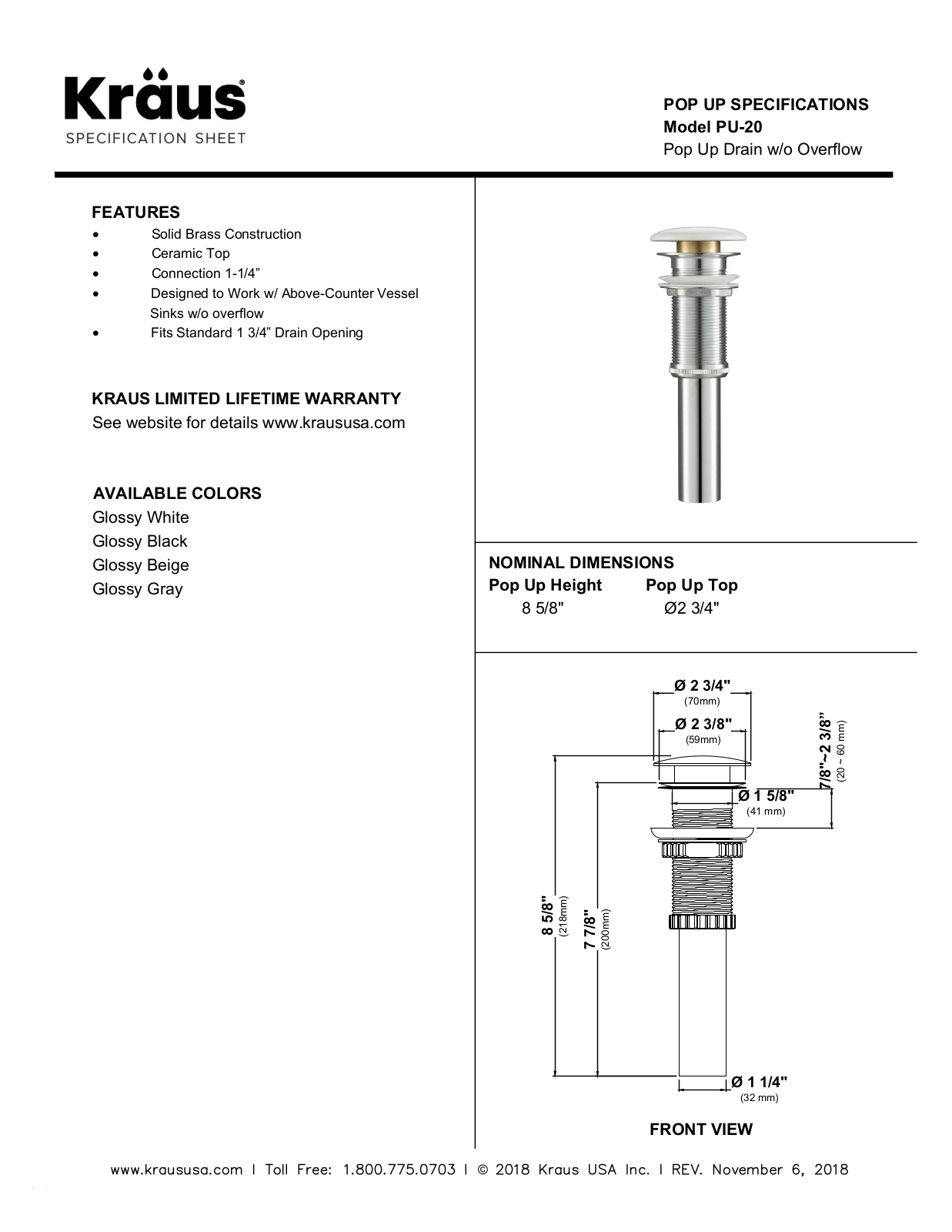 Kraus KUS10125 Specification - ManualMachine.com