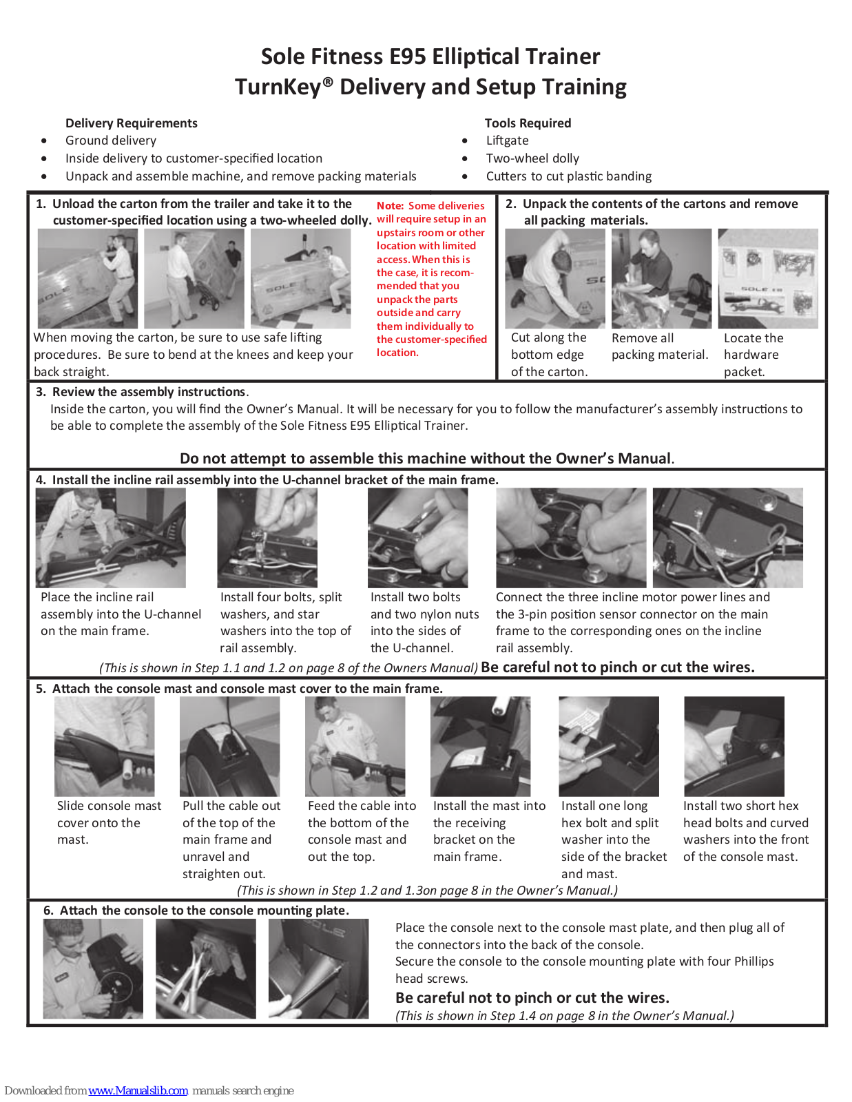 SOLE E55,E95 Assembly Instructions Manual