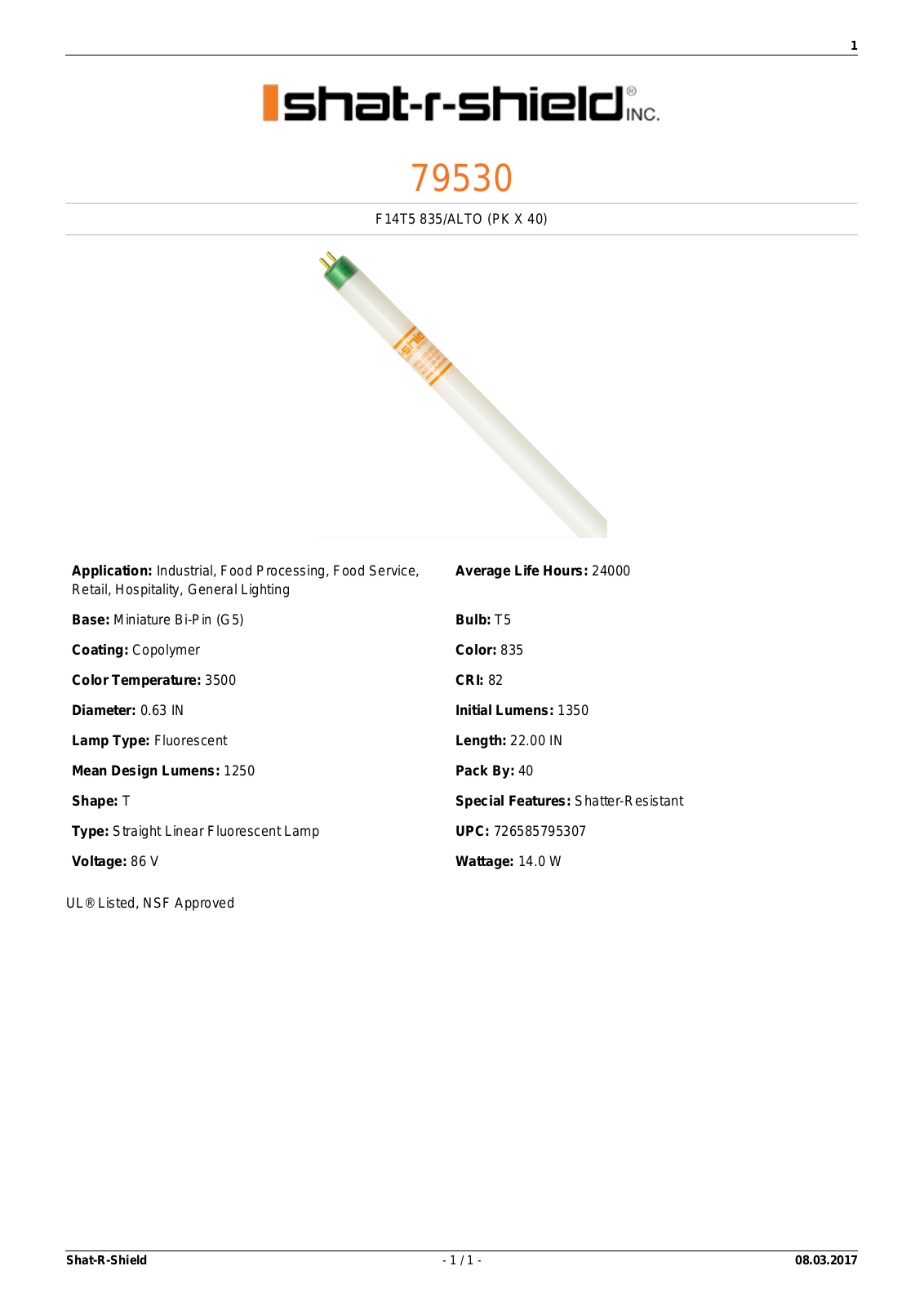 Shat-R-Shield 79530 Data sheet