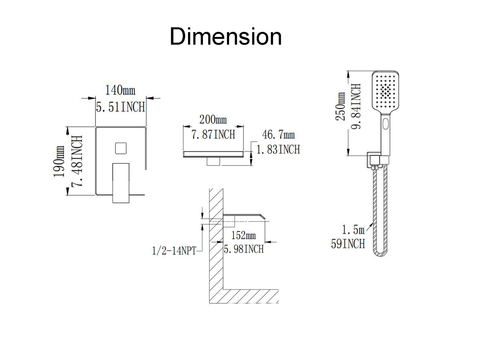 Rainlex ZKOA1068 Dimensions - ManualMachine.com