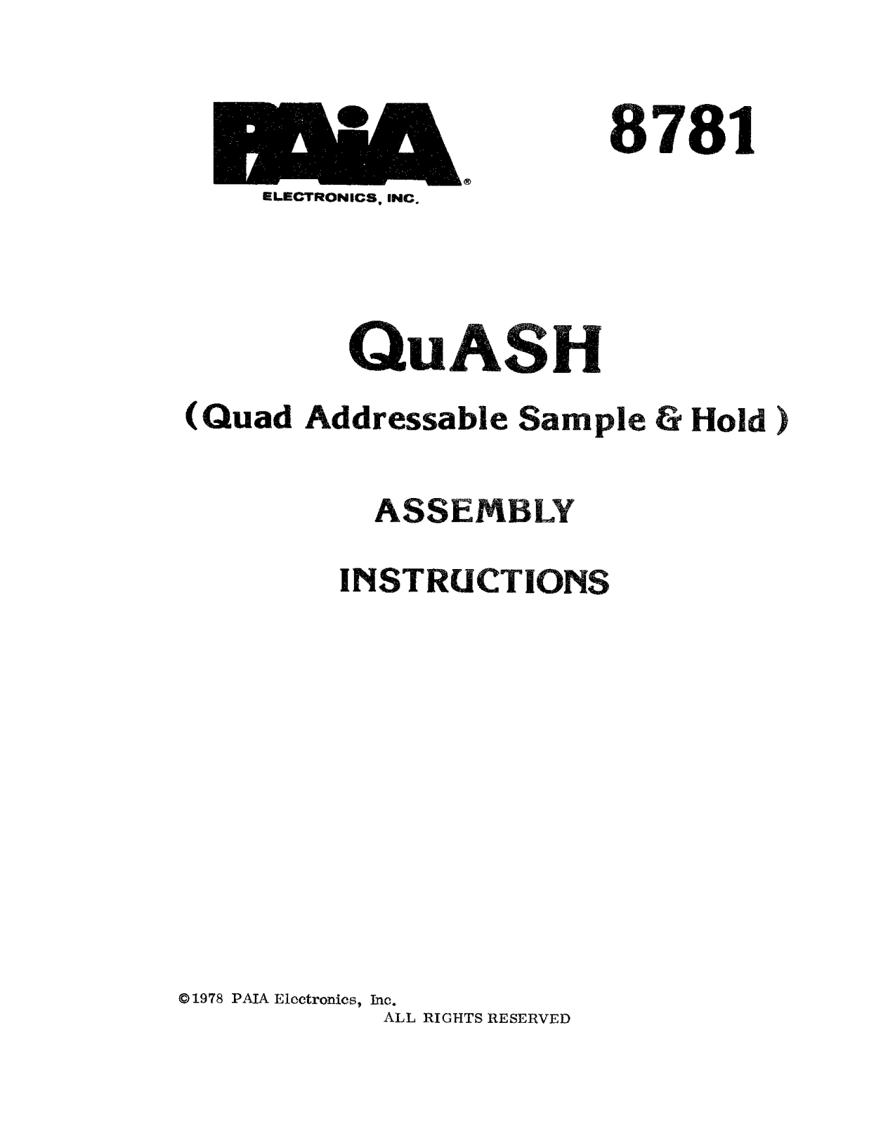 PAiA Electronics 8781 Instruction Manual