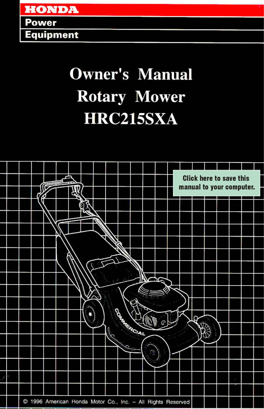 Honda Power Equipment HRC215SXA User Manual