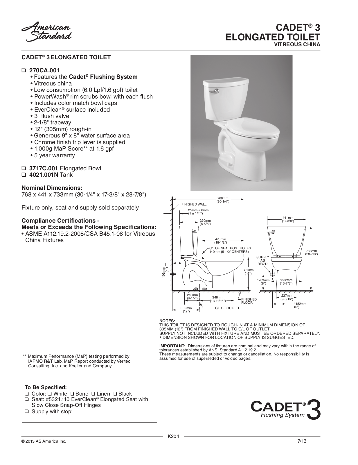 American Standard ASD11299 Specifications - ManualMachine.com