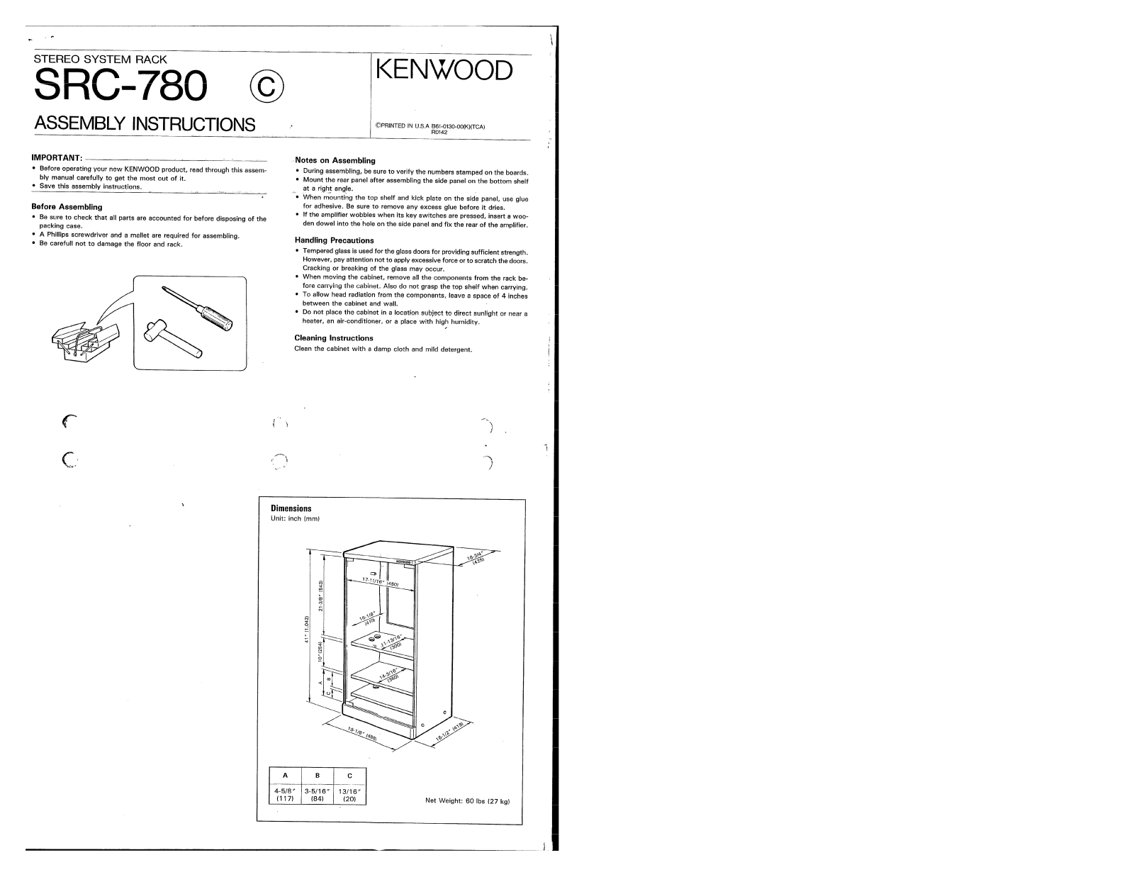 Kenwood SRC-780 Owner's Manual