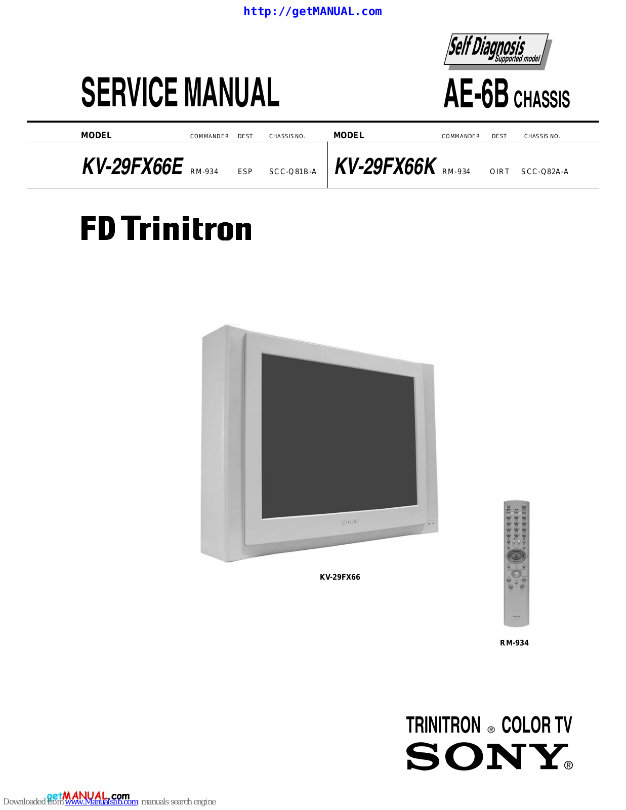 Sony KV-29FX66E,KV-29FX66K Service Manual