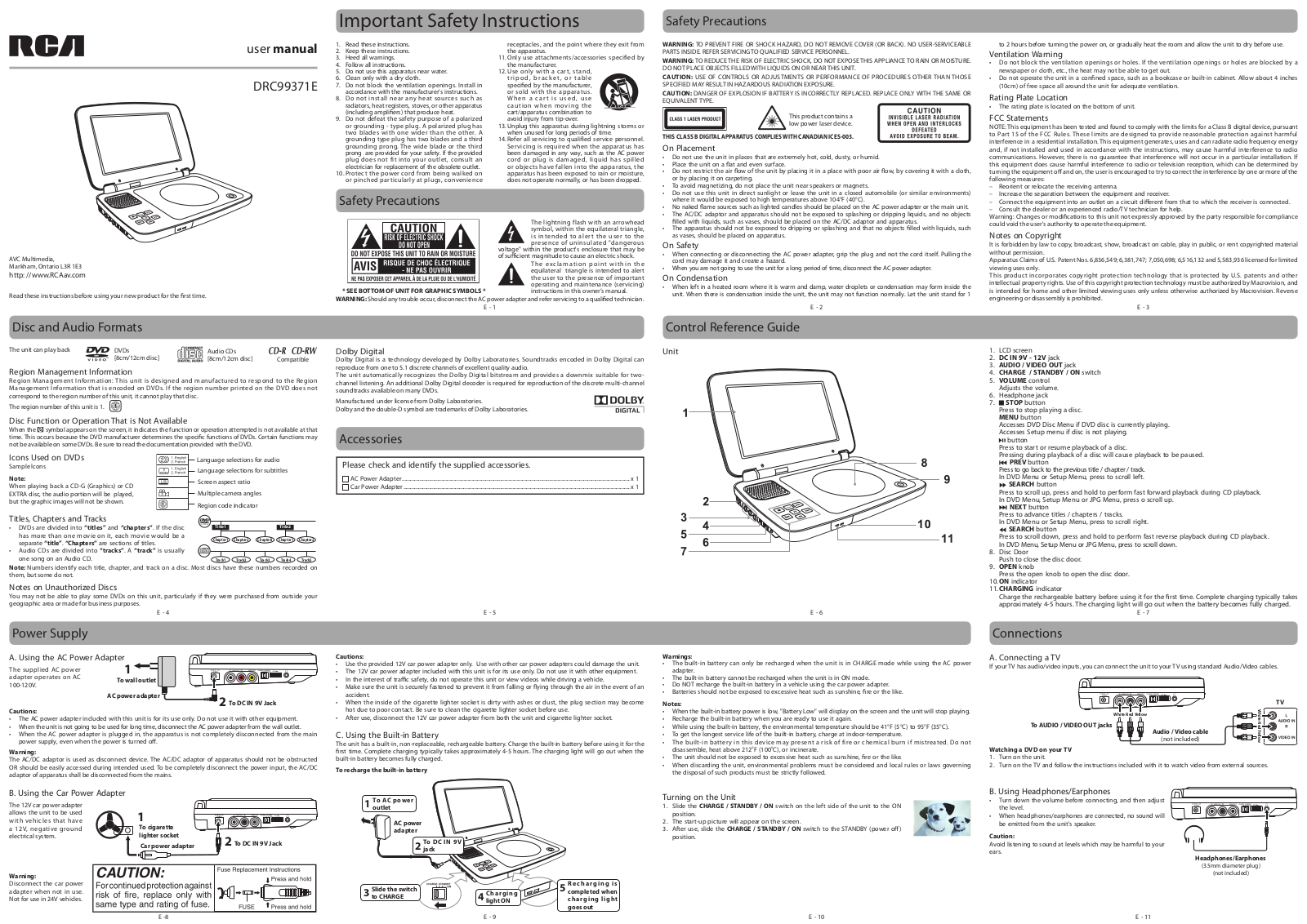 RCA DRC99371E User Manual