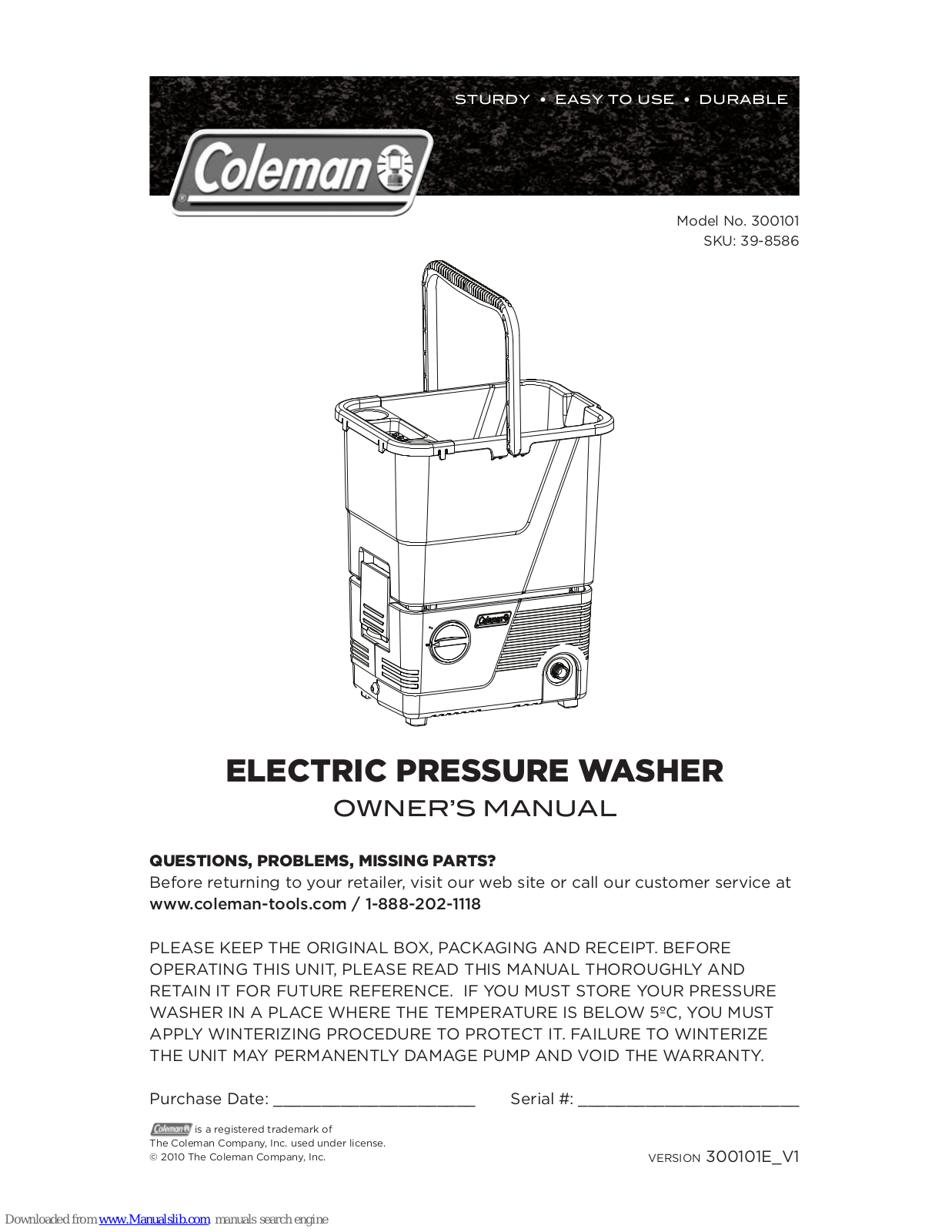 Coleman 300101 Owner's Manual