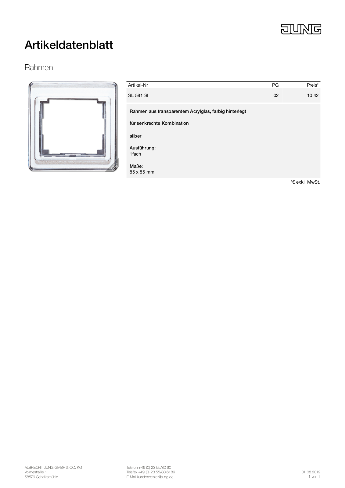 Jung SL 581 SI User Manual