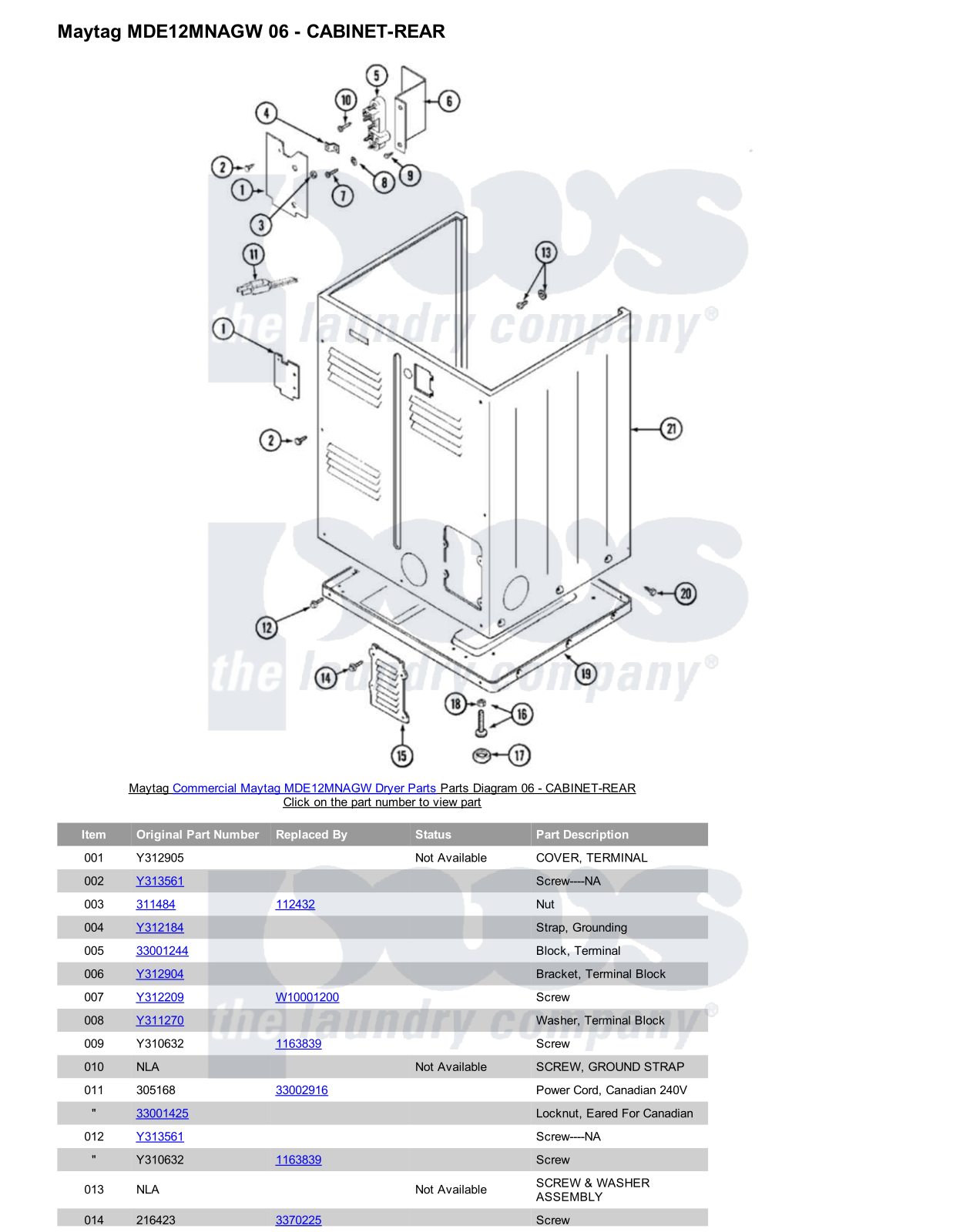 Maytag MDE12MNAGW Parts Diagram