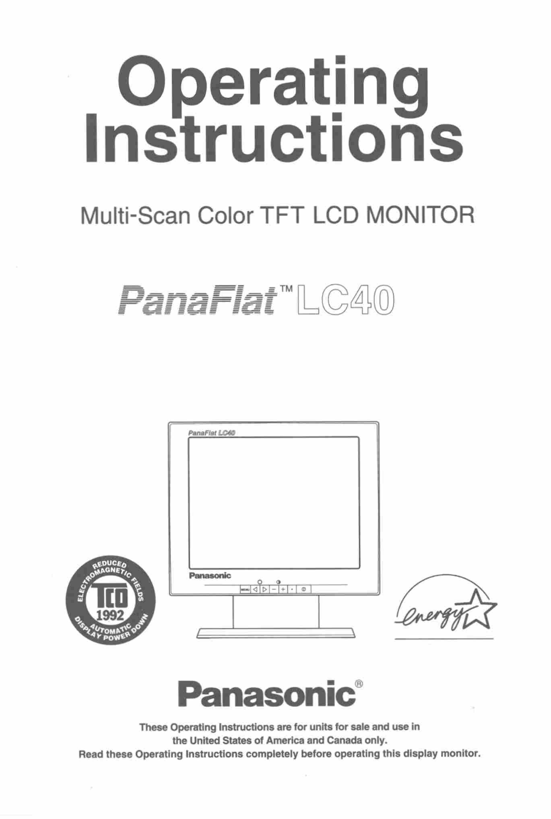 Panasonic lc40 Operation Manual