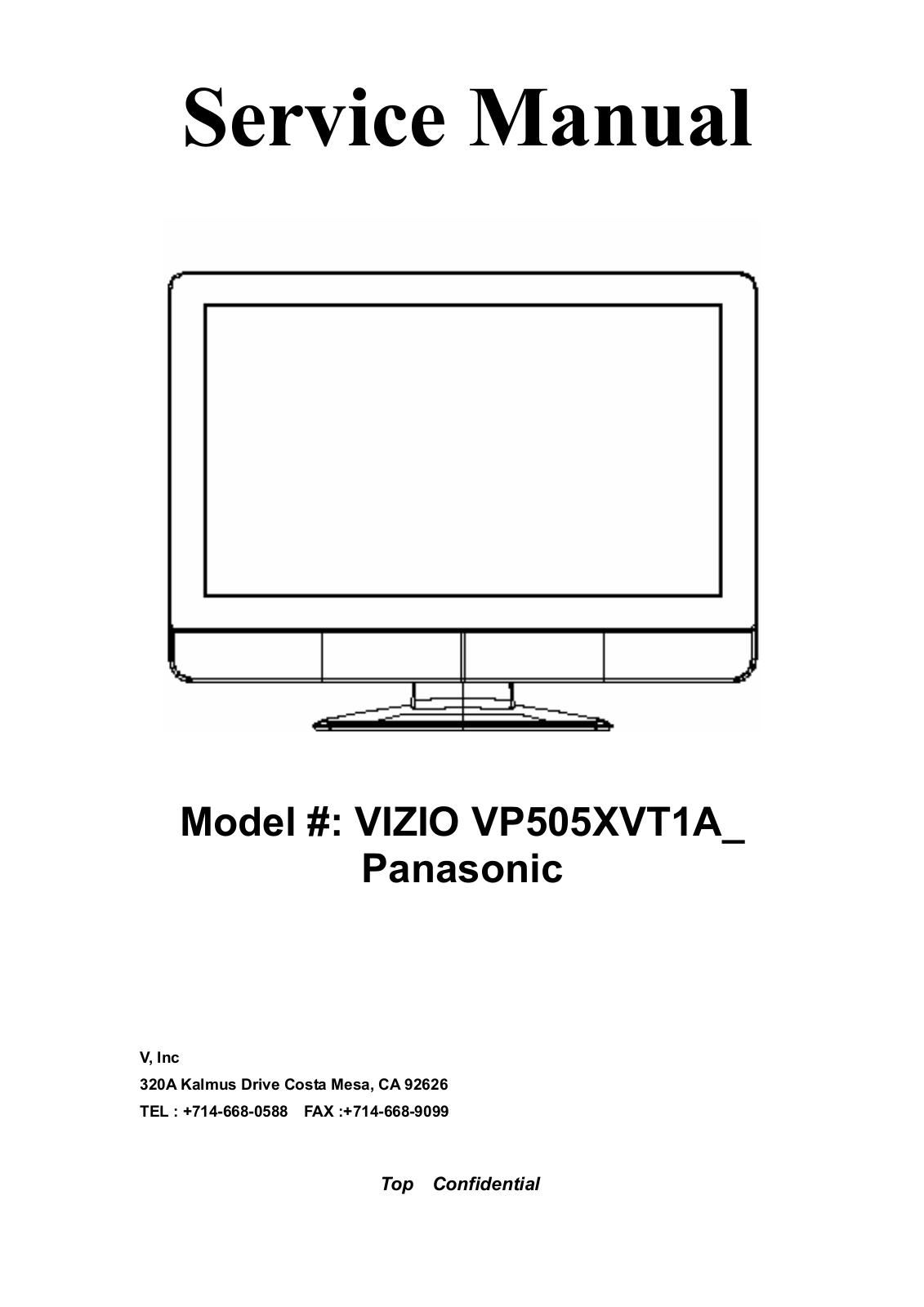 Vizio VP505XVT1A Service Manual
