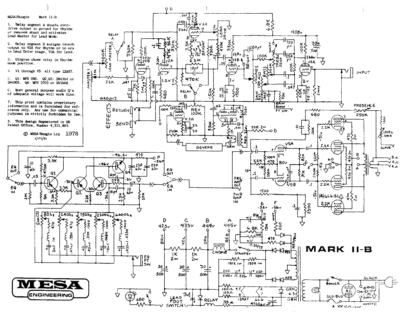 Mesa Boogie mkiib schematic