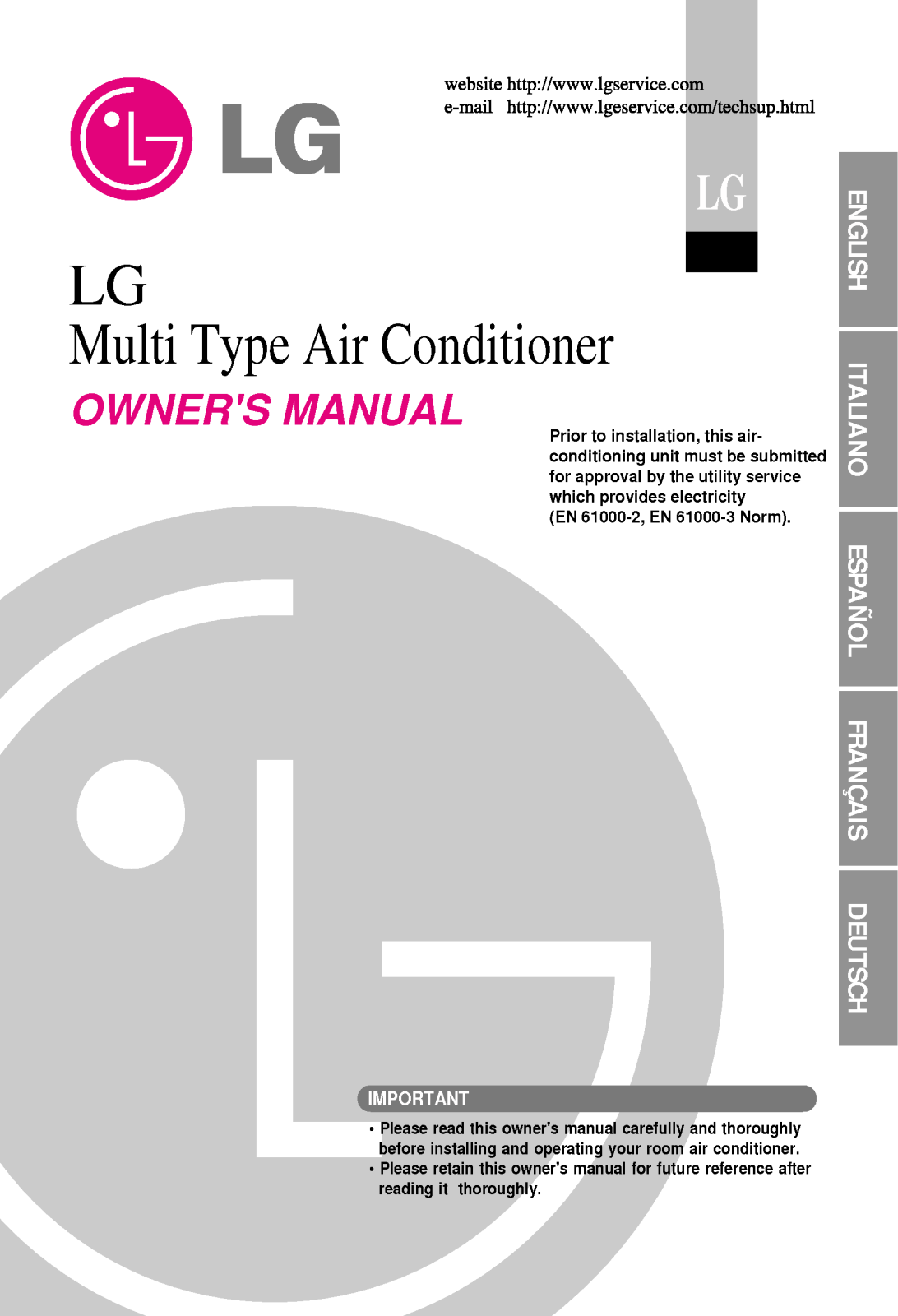 LG AMNH246LTA0 User Manual