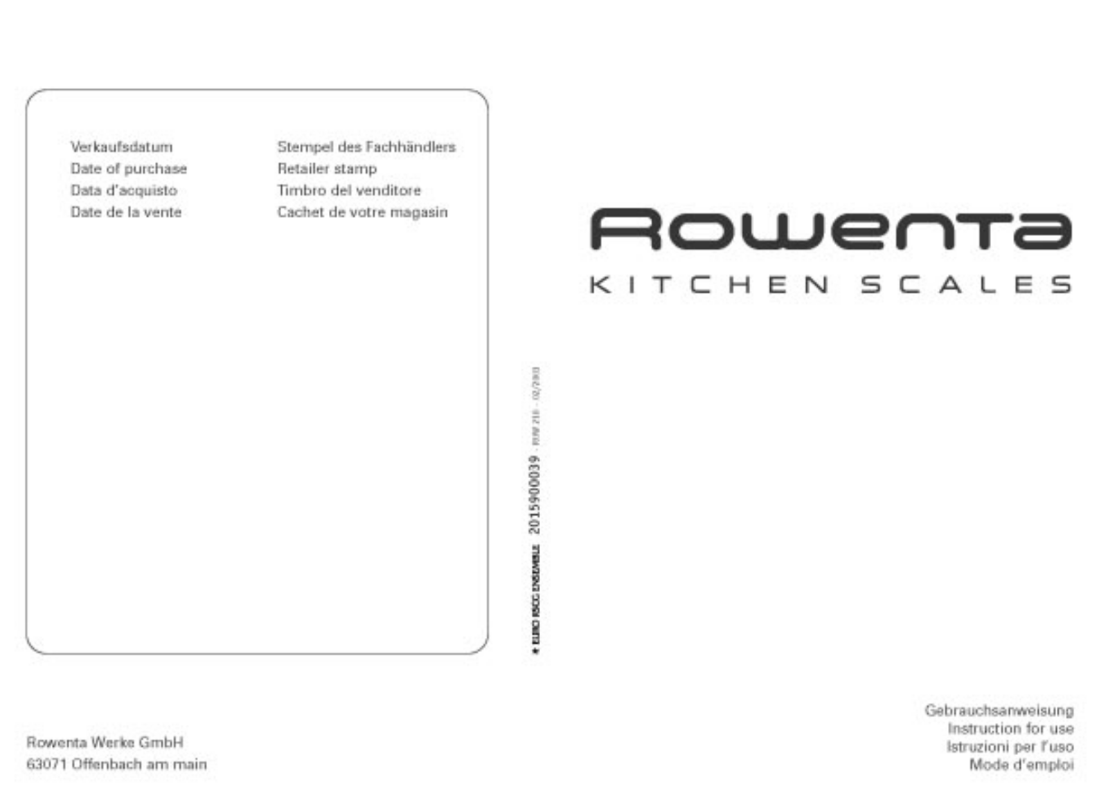 Rowenta KS 032, KS 037, KS 033, KS 035, KS 021 Manual