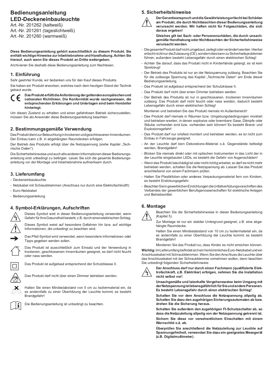 Esotec 201260, 201261, 201262 Operating Manual