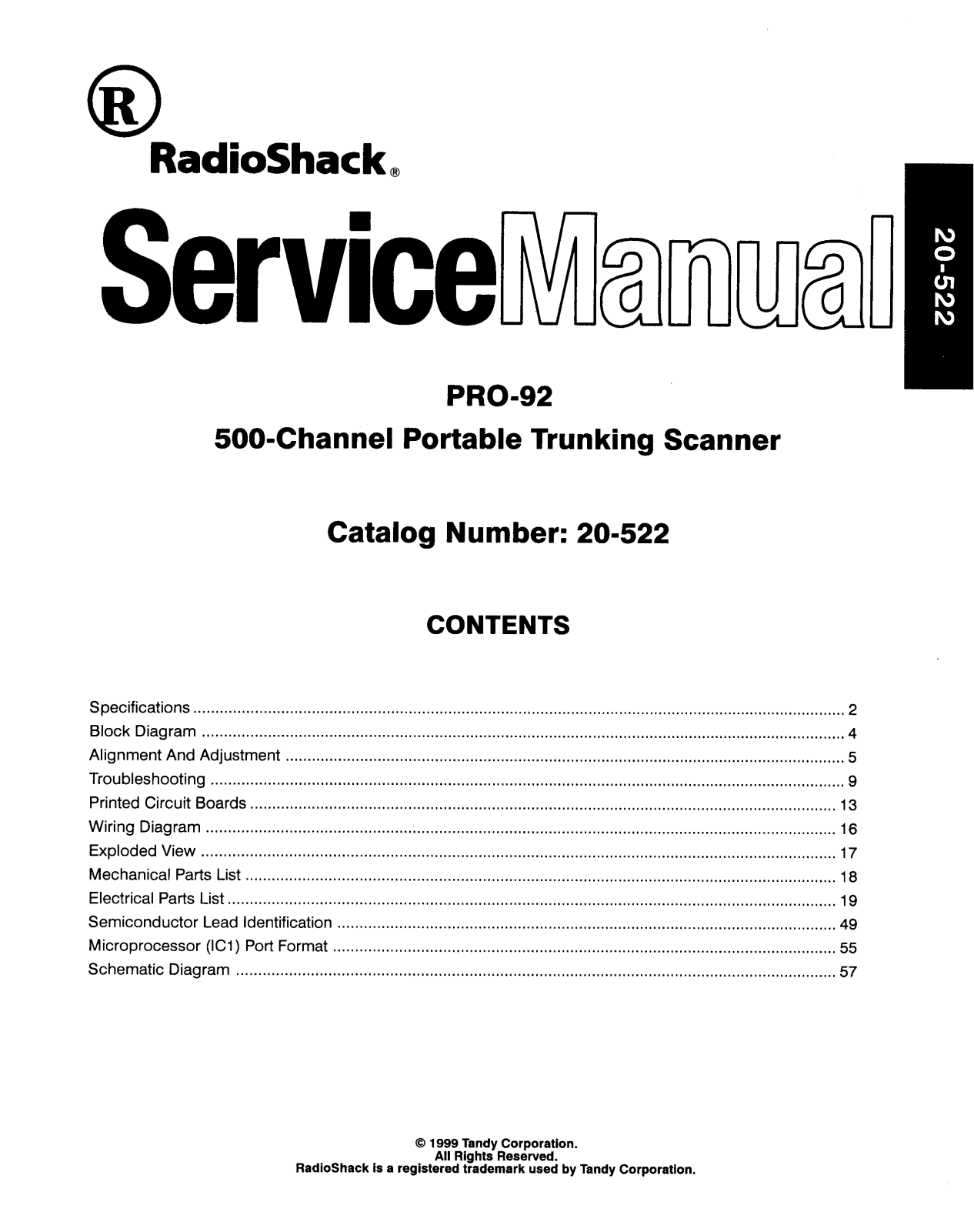 RadioShack PRO-92 Service Manual