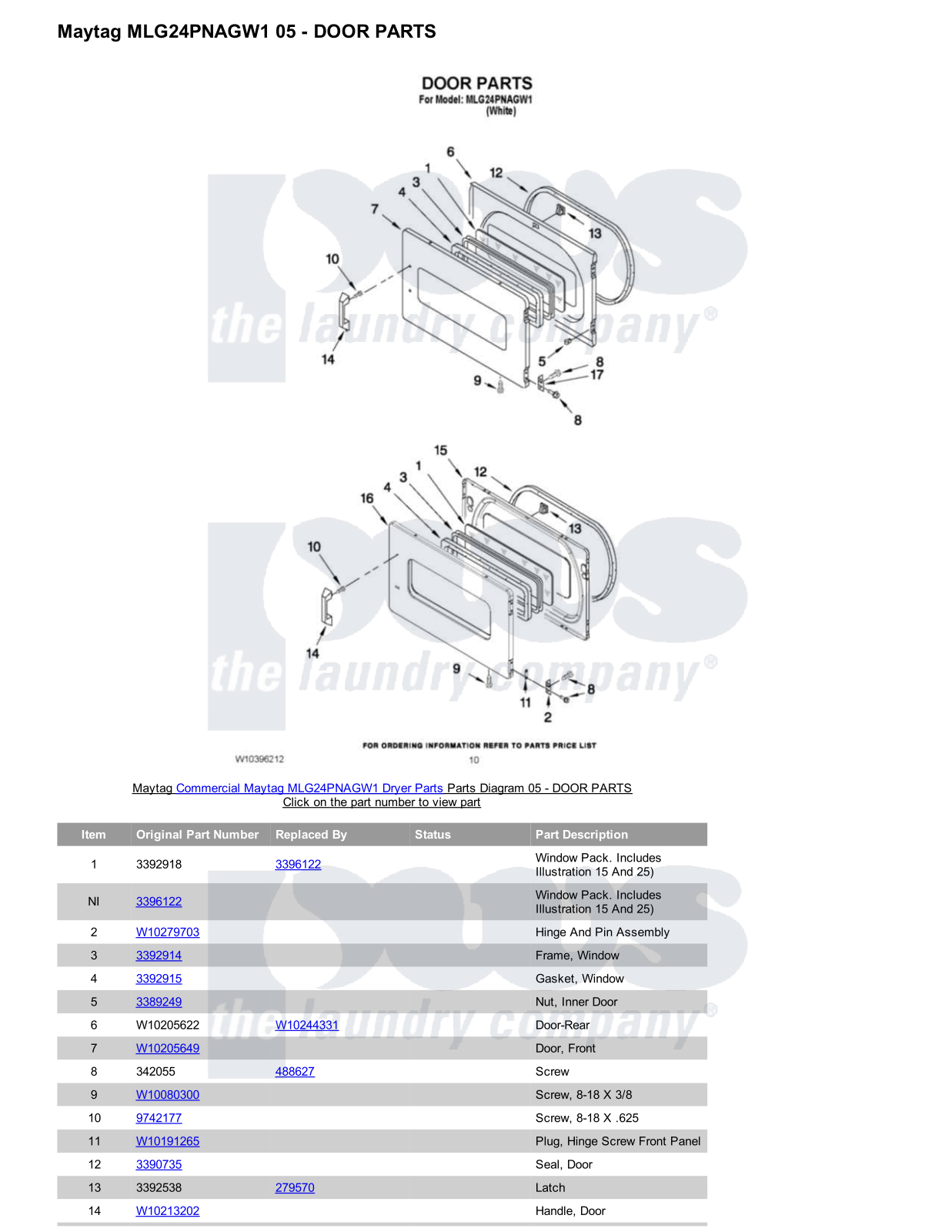 Maytag MLG24PNAGW1 Parts Diagram