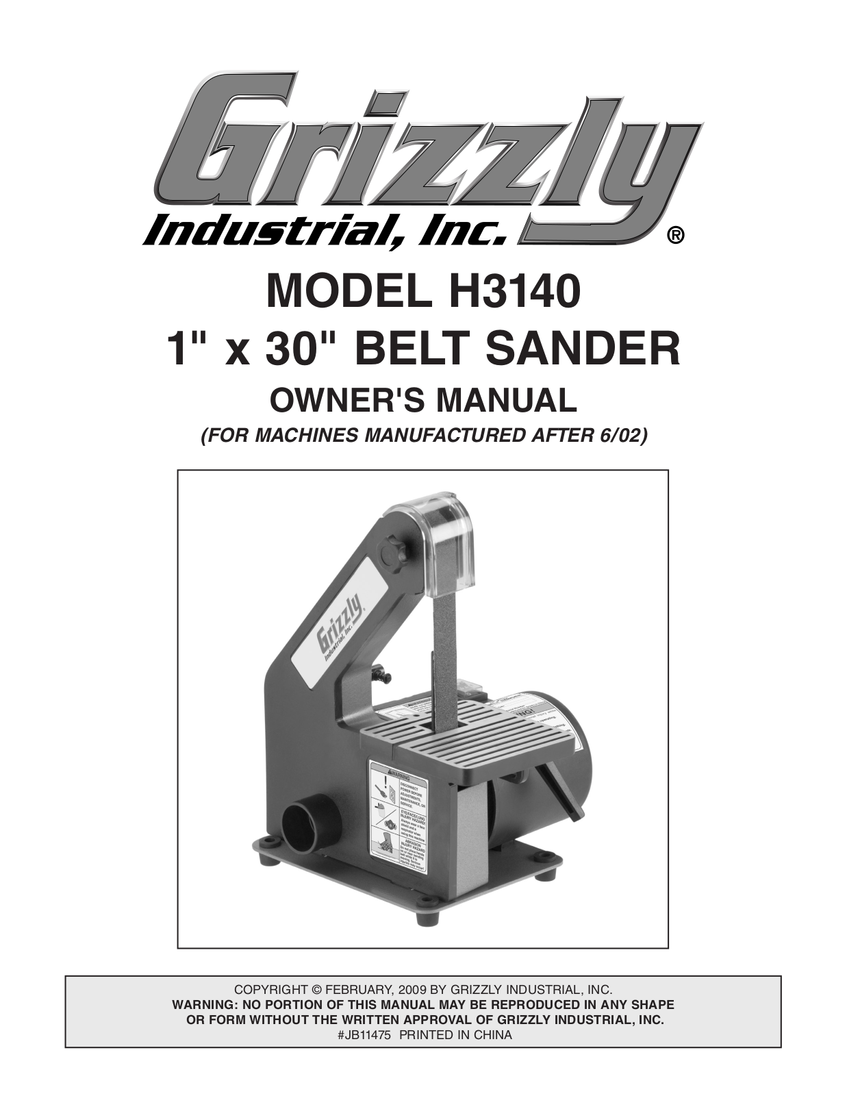 Grizzly H3140 User Manual