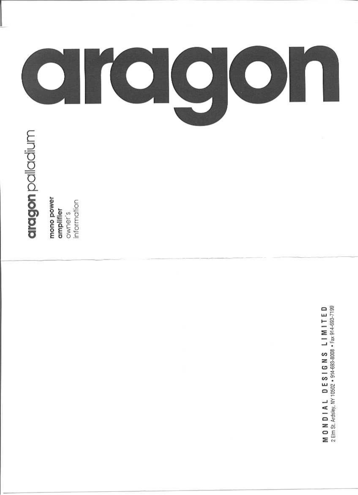 Aragon Palladium 1 Owners manual